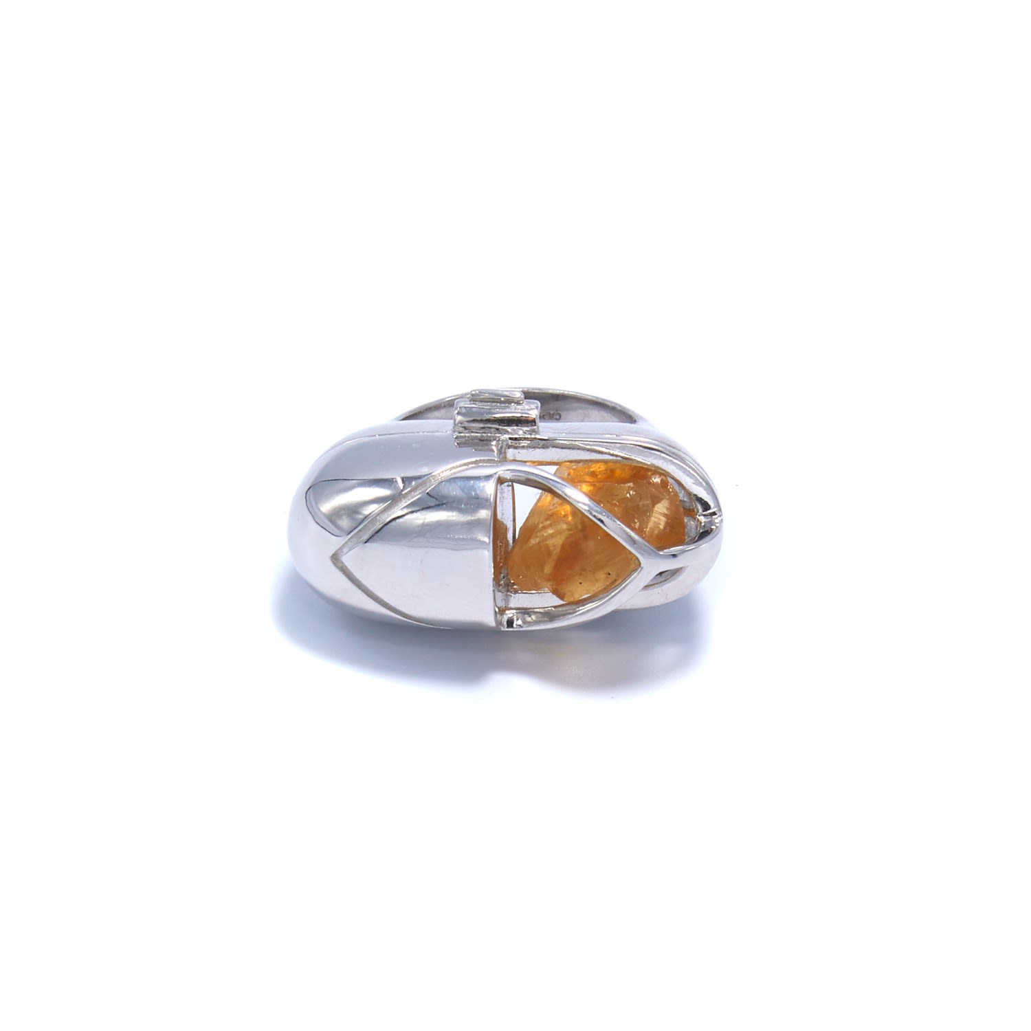 Capsule Eleven Women's Yellow / Orange Capsule Crystal Ring - Sterling Silver - Citrine In Metallic