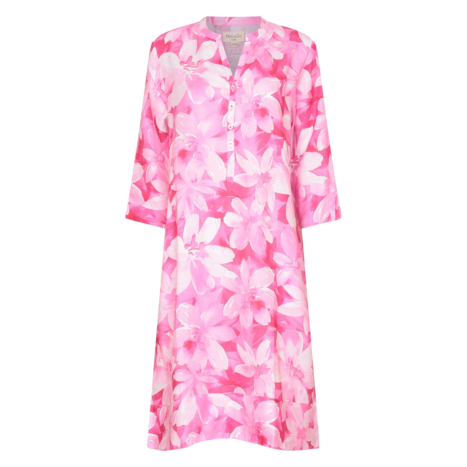 Nologo-chic Women's Pink / Purple Pink Jay Classic Tunic Dress Linen In Pink/purple