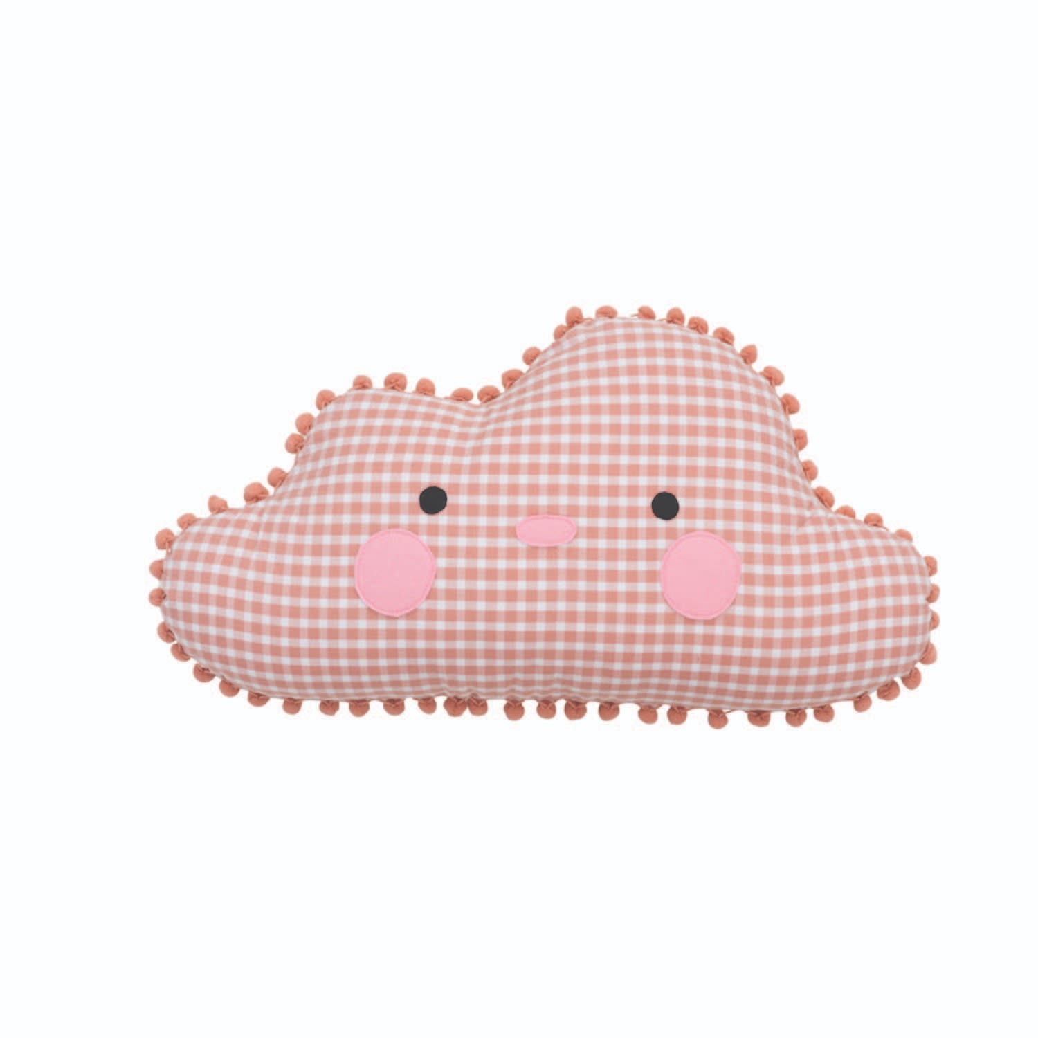 Pink / Purple Organic Cotton Gingham Cloud Cushion - Pink & Purple Medium The Annam House