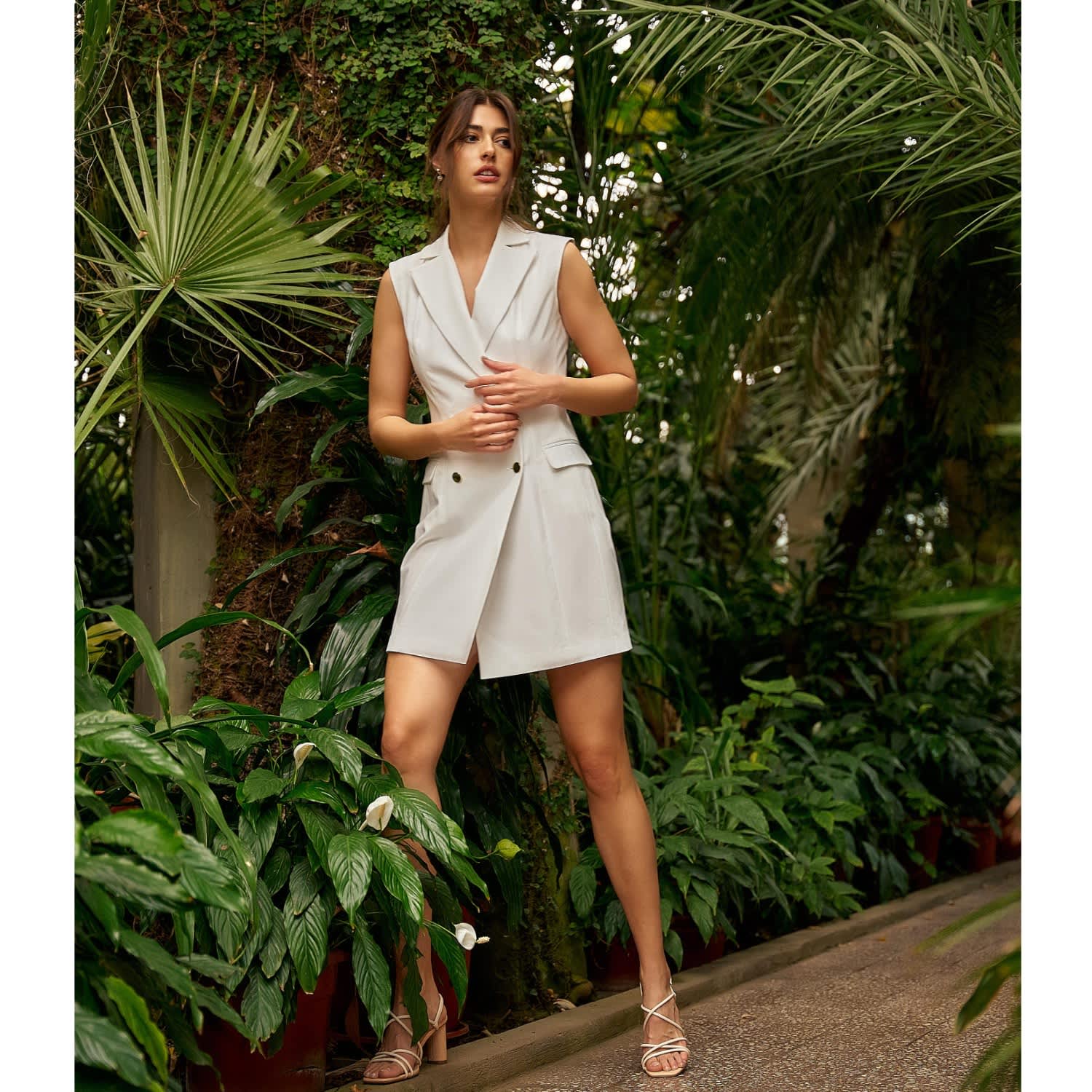 Laurane Sleeveless Blazer Dress White | Noria Anis | Wolf & Badger