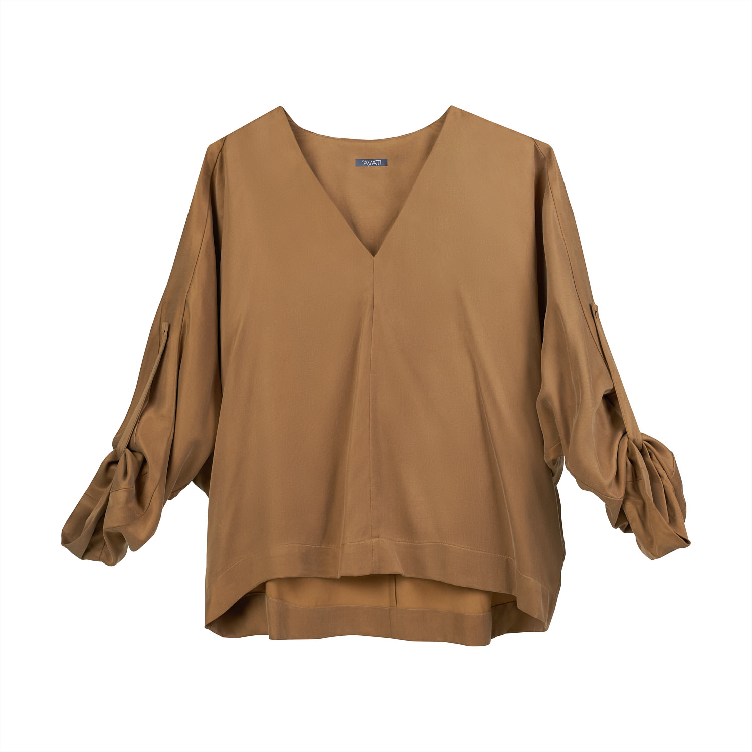 Inavati Women's Brown Camel Blouse With Kimono Sleeves
