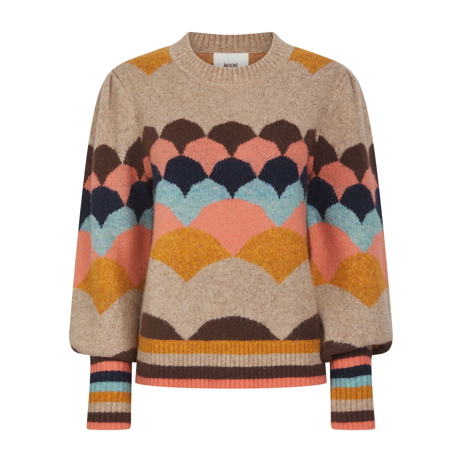 Nooki Design Women's Mabel Scallop Pattern Jumper In Brown In Multi
