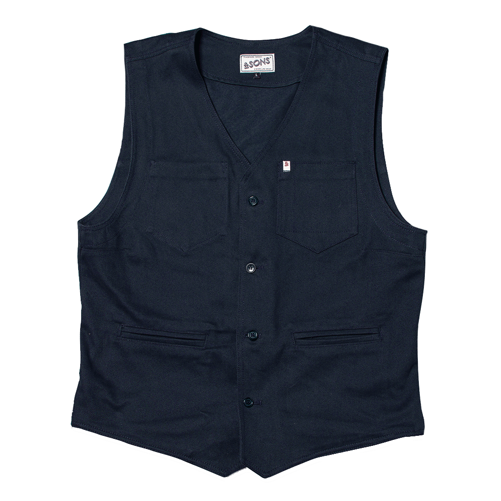 Men’s Blue &Sons Navy Lincoln Waistcoat / Vest Small &Sons Trading Co