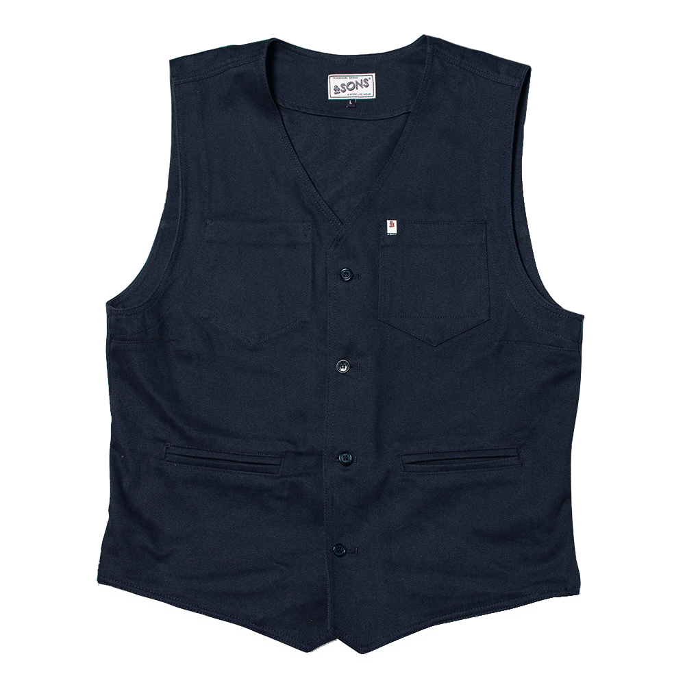 &sons Trading Co Men's Blue &sons Navy Lincoln Waistcoat / Vest