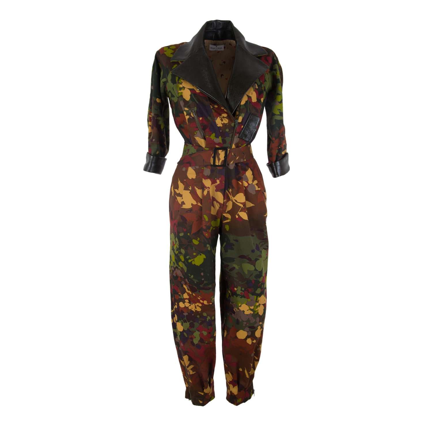 Women’s Camouflage Print Cotton & Leather Loose Fit Jumpsuit Medium Rua & Rua