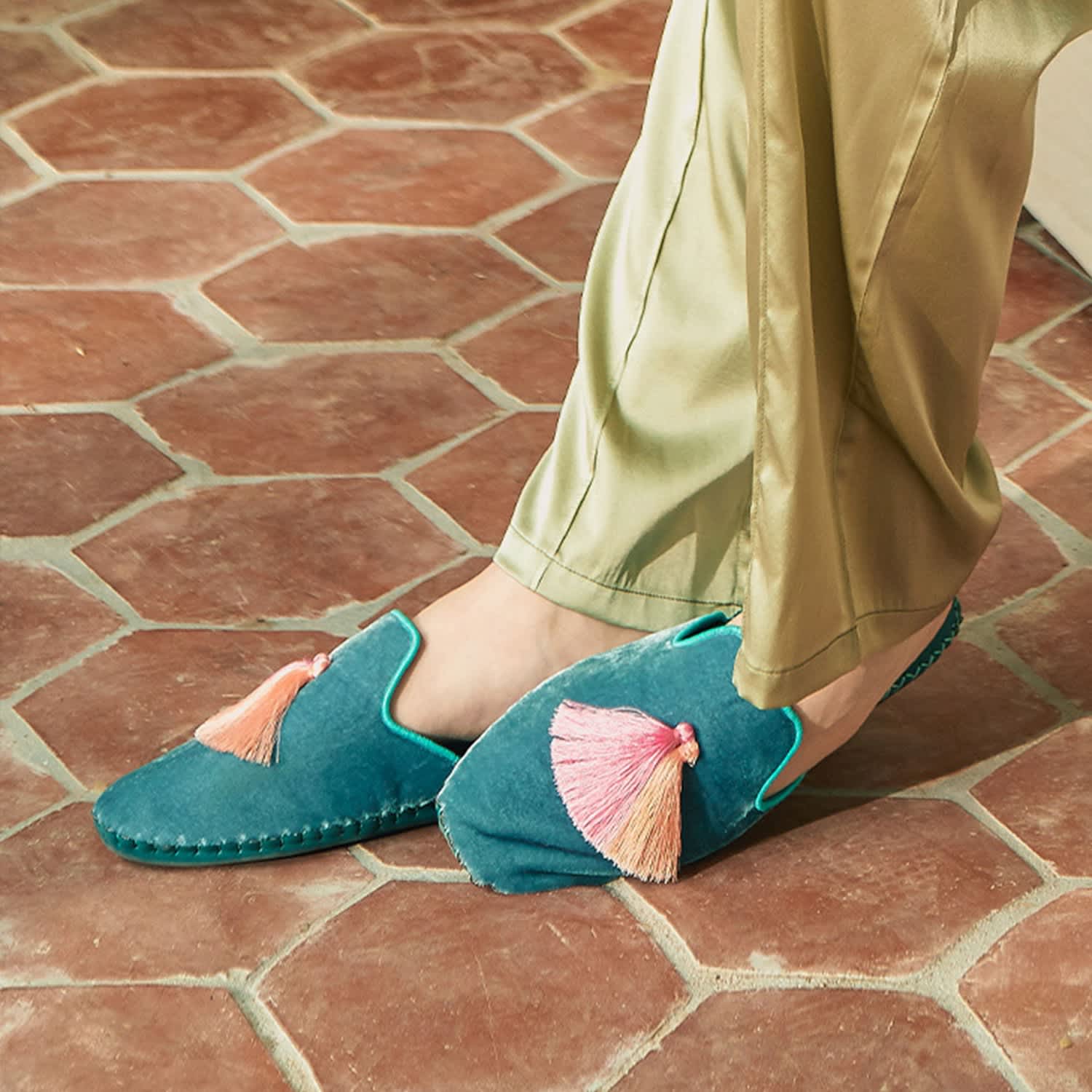 Women Classic Handmade Slippers Blue by NOT JUST PAJAMA
