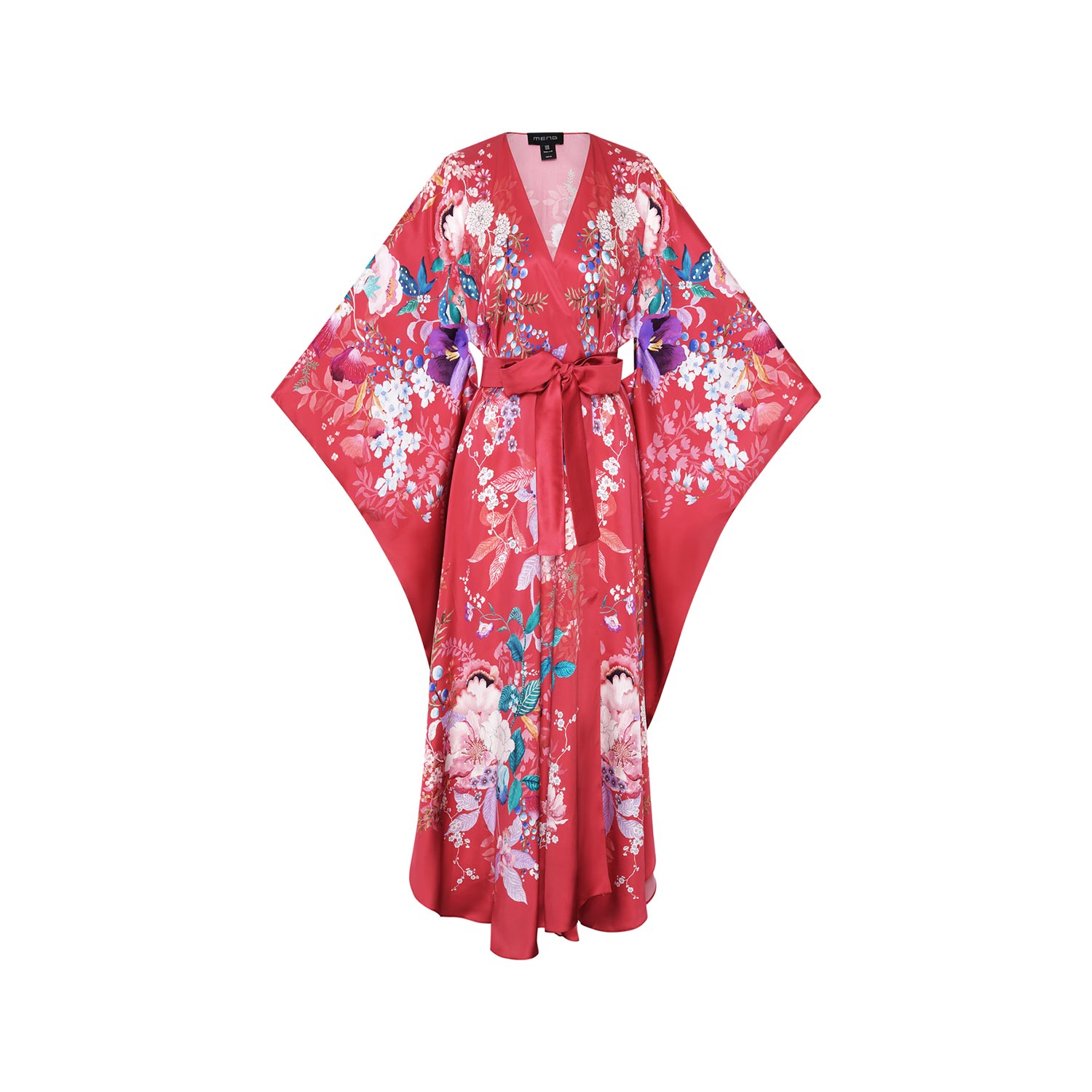 Women's Pink / Red Vermillion Red Silk Satin Wrap Dress | One Size | Meng