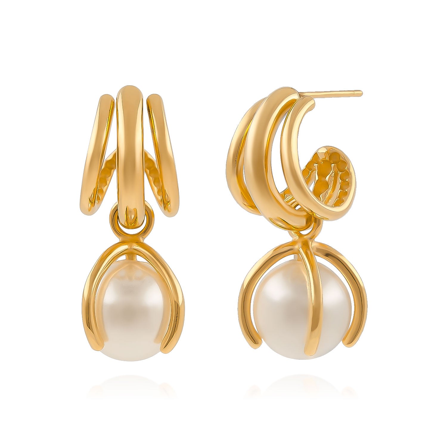 Cote Cache Women's Gold Griffin Pearl Claw Earrings In Gold