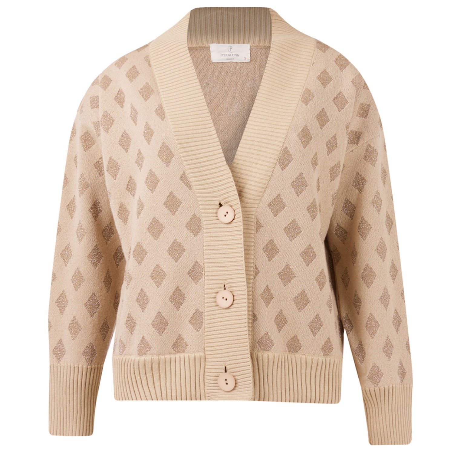 Peraluna Women's Brown Madrigal Glitter Diamond Cardigan In Beige In Brown