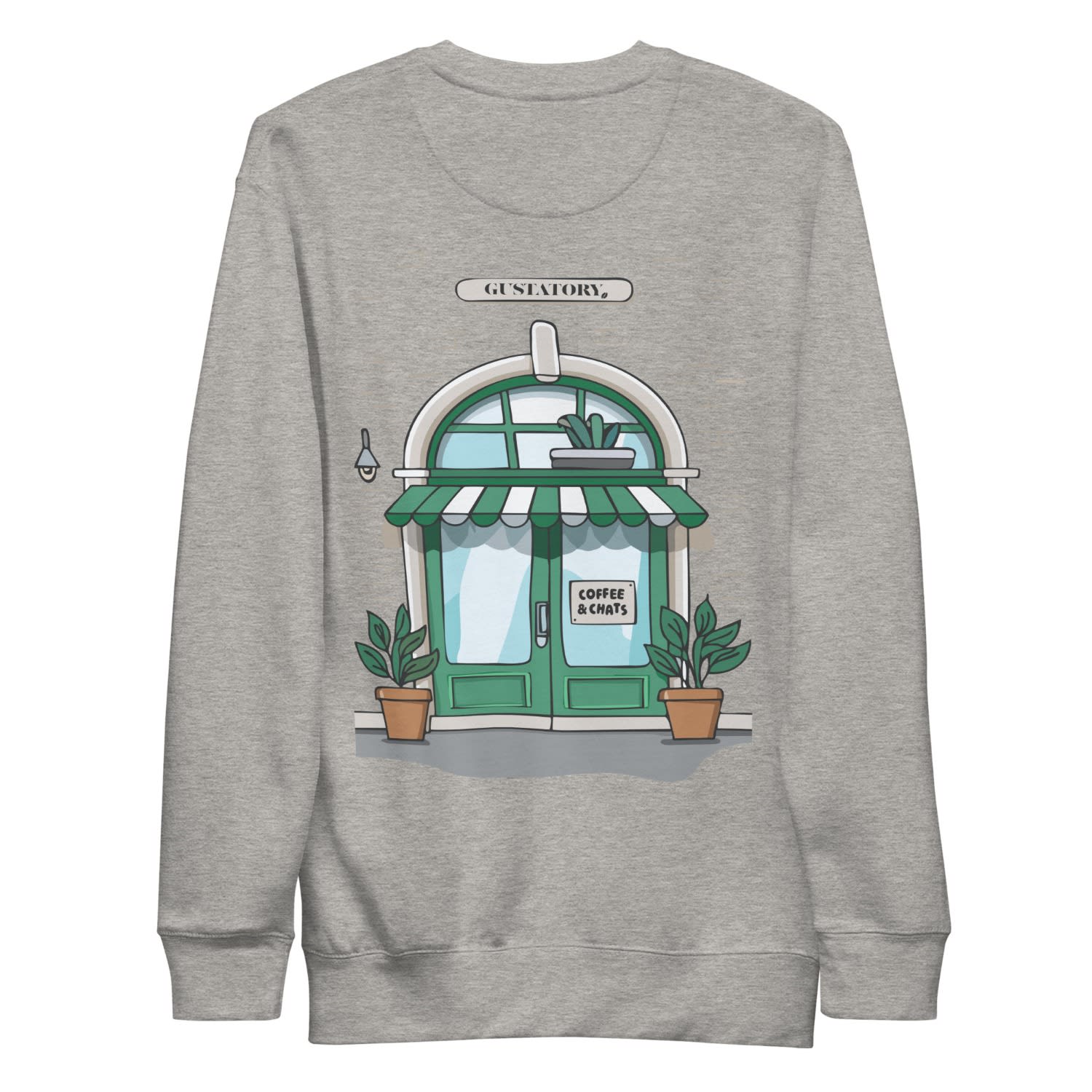 Anchor & Crew Carbon Grey Gustatory Coffee & Chats Cotton Blend Embroidered Sweatshirt - Women In Grey