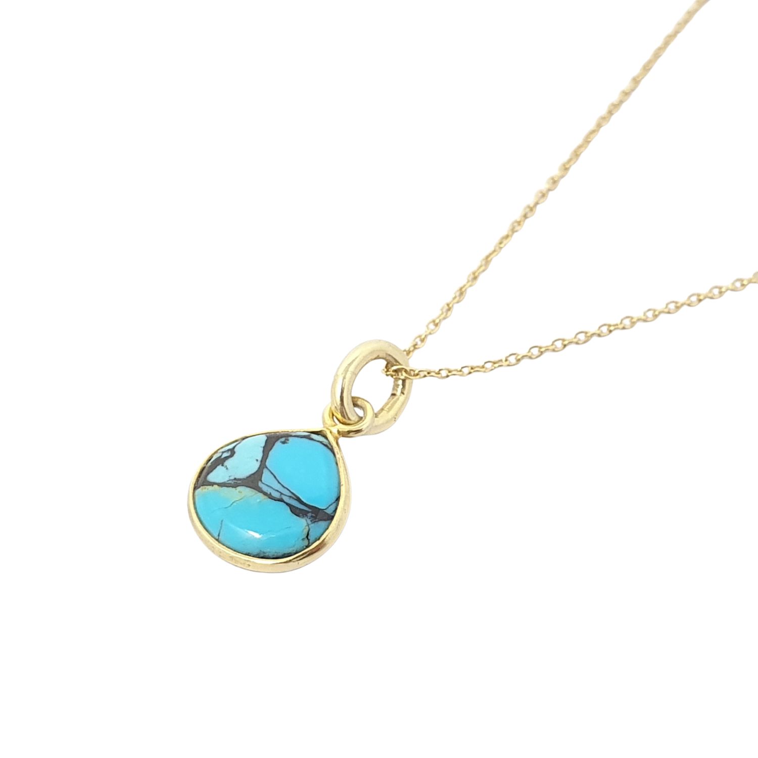 Women’s Gold Vermeil Plated Tibetan Turquoise December Birthstone Necklace Harfi