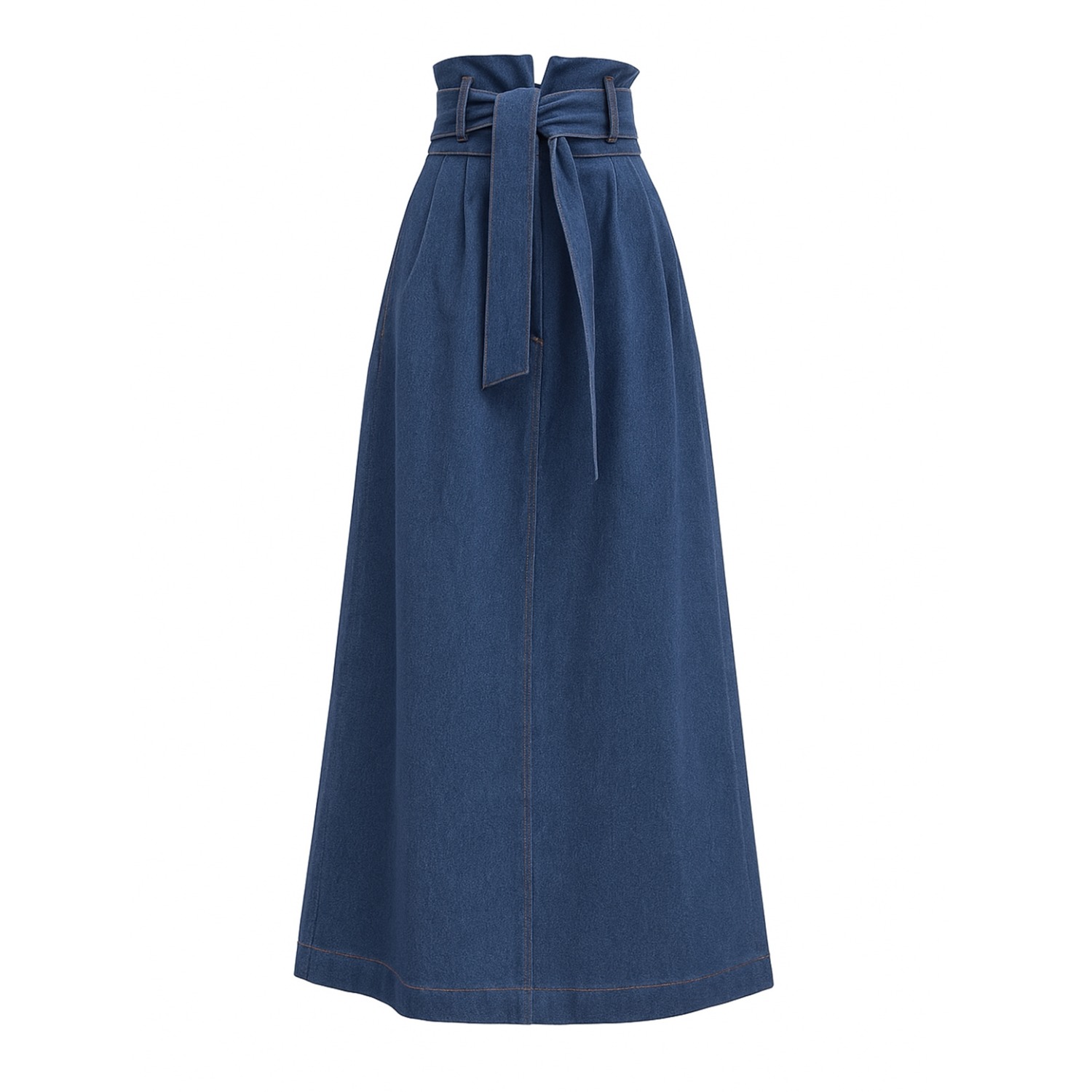 Julia Allert Women's High Waist A-line Long Skirt With Belt - Denim Blue In Blue