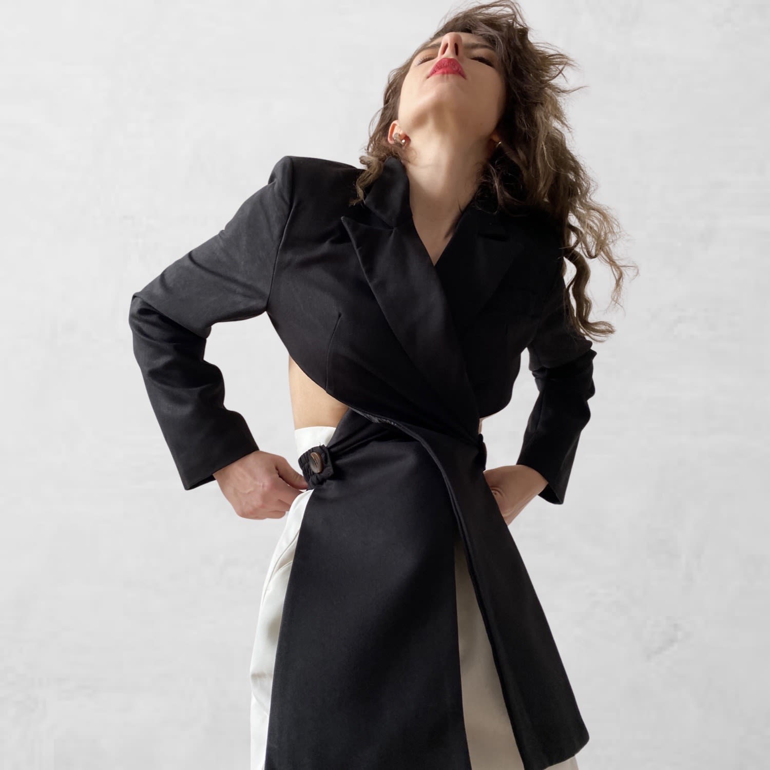 Reworked Black Blazer With Wrap Detail & Cut Out Back