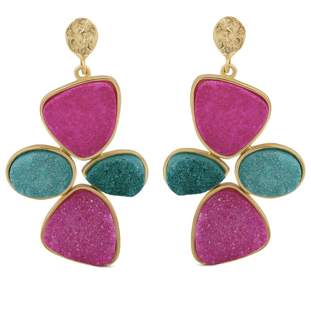 Women’s Pink / Purple / Green Fuchsia & Green Lavani Mars Earrings Lavani Jewels