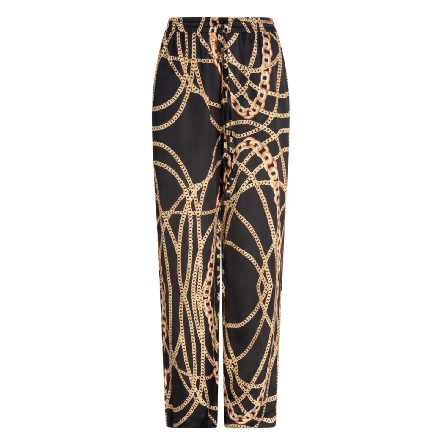 Circular Path Women's Black / Gold Lounge Pants - Black-gold Chains - Tall In Multi