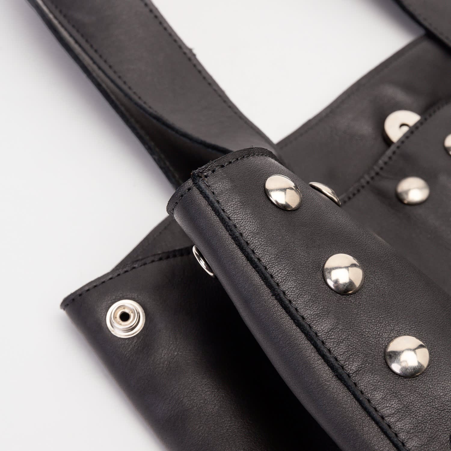 Black Leather Studded Tote Bag by JUAN-JO