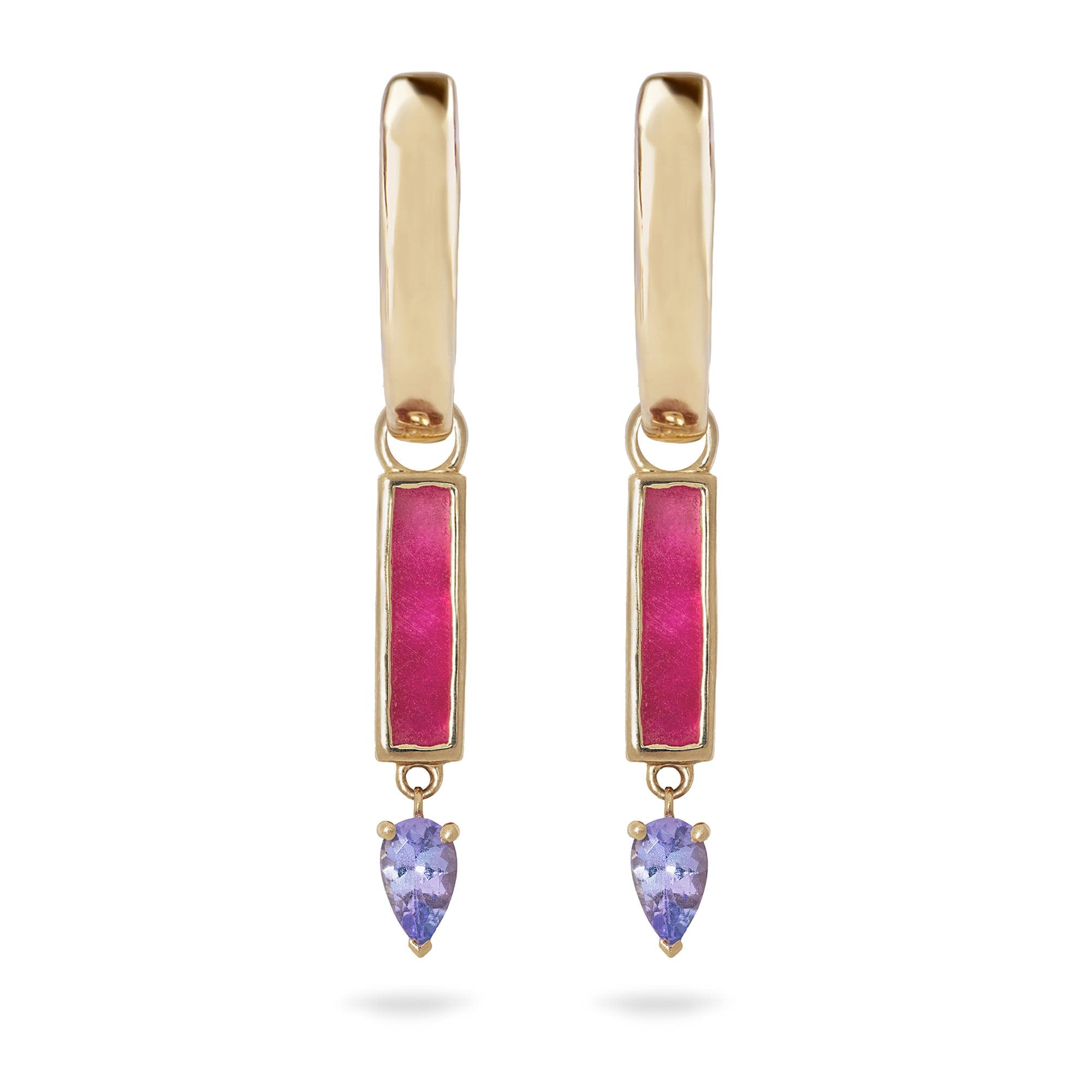 Zohreh Women's Gold / Pink / Purple Pink Quartz & Tanzanite Hoop Earrings 9k Gold In Gold