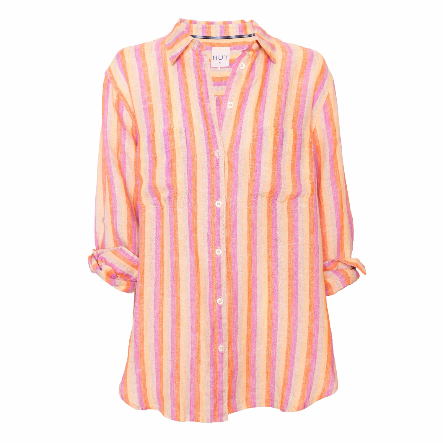 Hut Noosa Women's Groove Stripe Boyfriend Linen Shirt