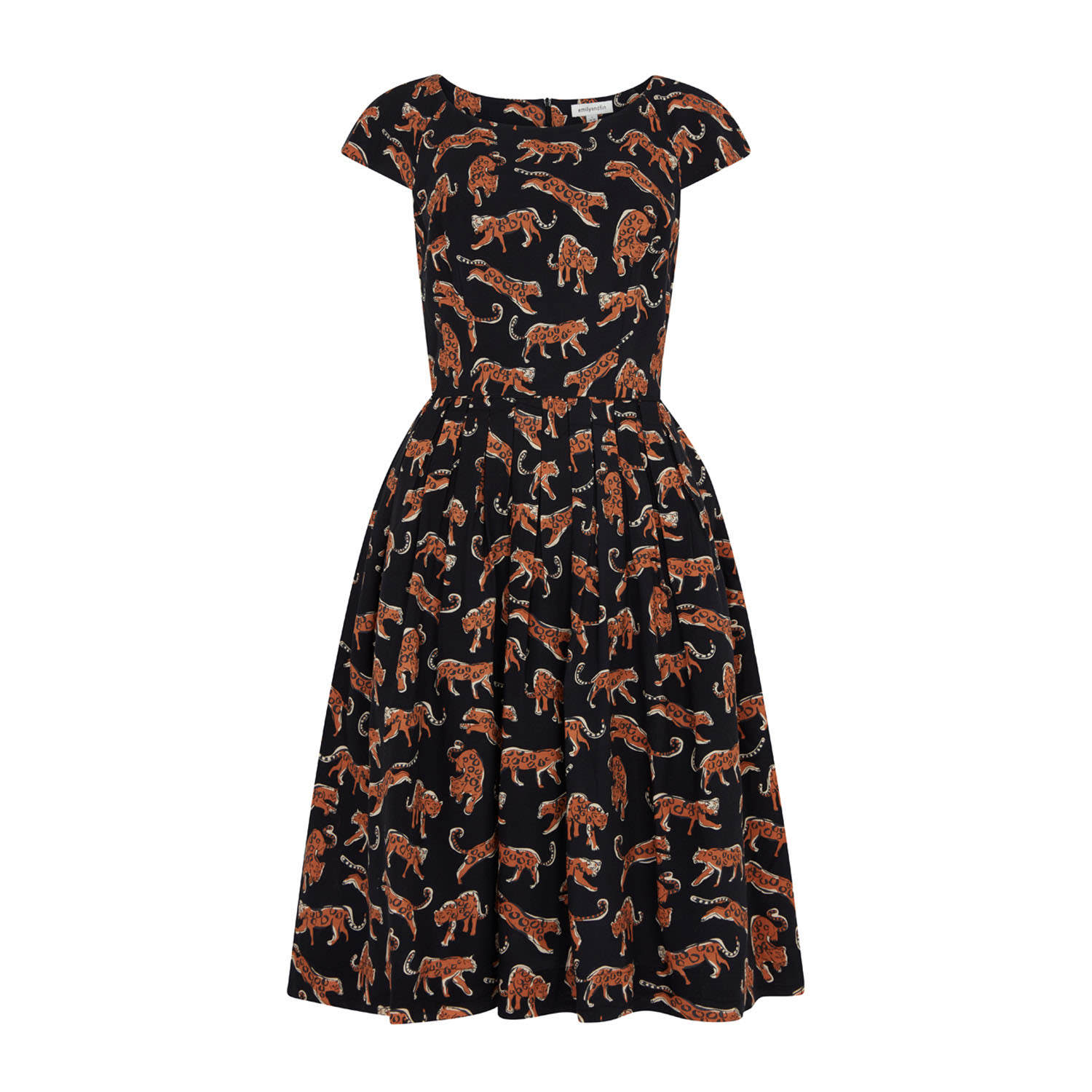 Women’s Black / Brown Claudia Leaping Leopards Dress Large Emily and Fin