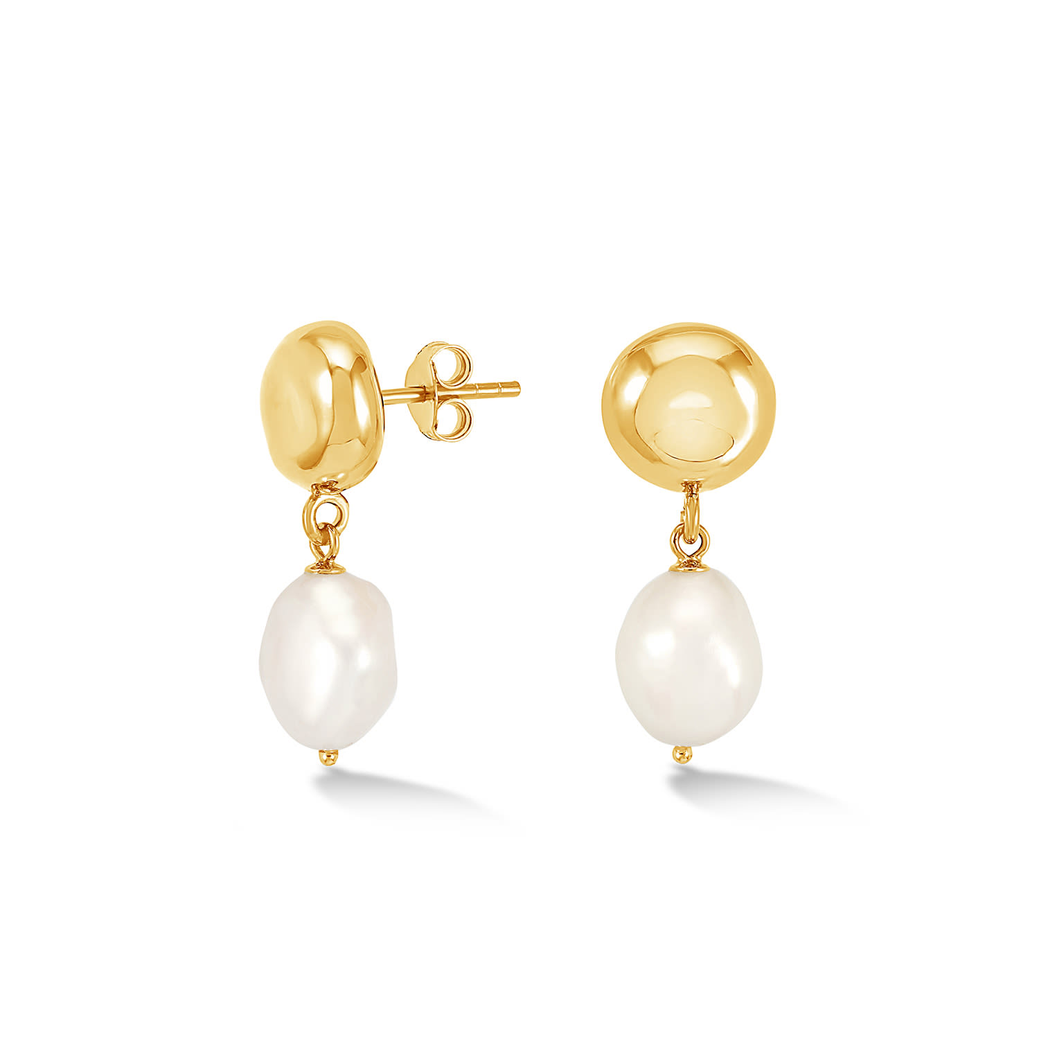 Dower & Hall Women's Pebble Stud & White Pearl Drop Earrings In Gold Vermeil