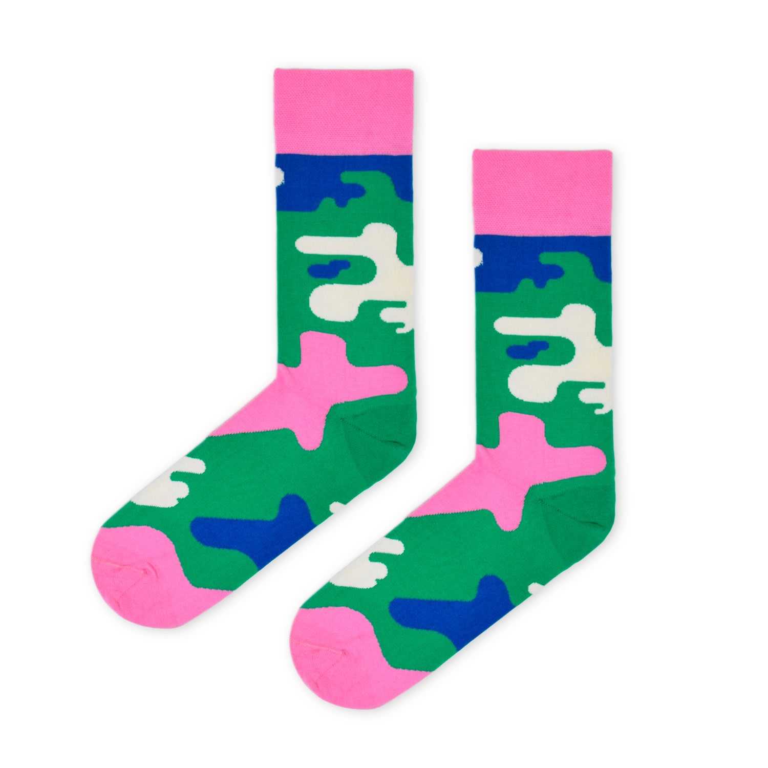 Men’s Green & Pink Camo Cotton Socks By Daniel Aristizabal Small Look Mate London