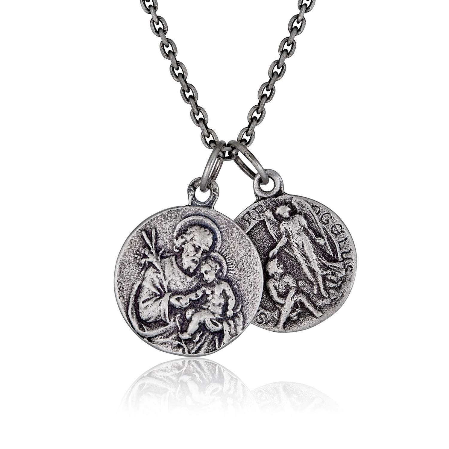 Cartography Men's For Dad - St. Joseph Patron Saint Of Fathers With St. Rapheal Patron Saint Of Healing Necklace