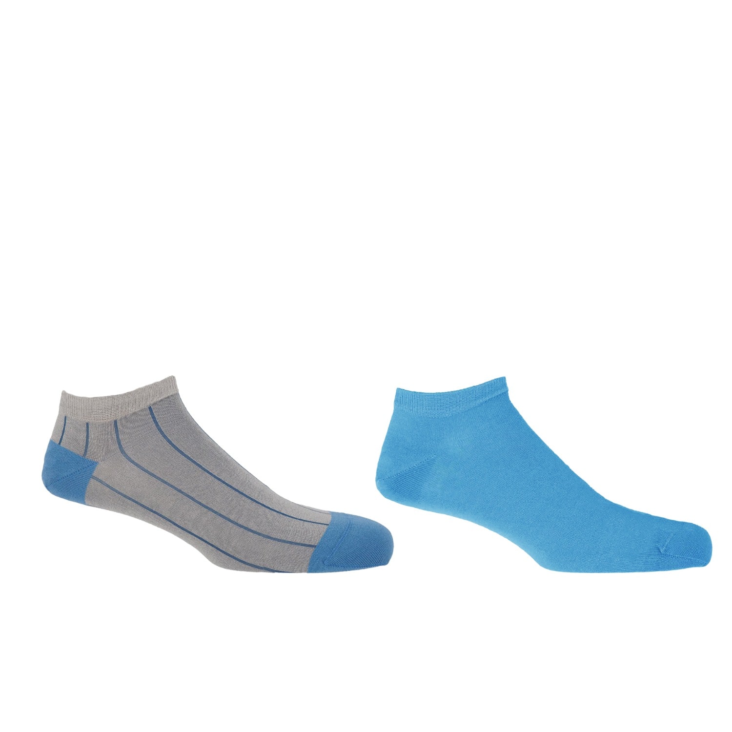 Peper Harow - Made In England Pin Stripe Grey & Classic Blue Men's Trainer Socks Bundle In Blue