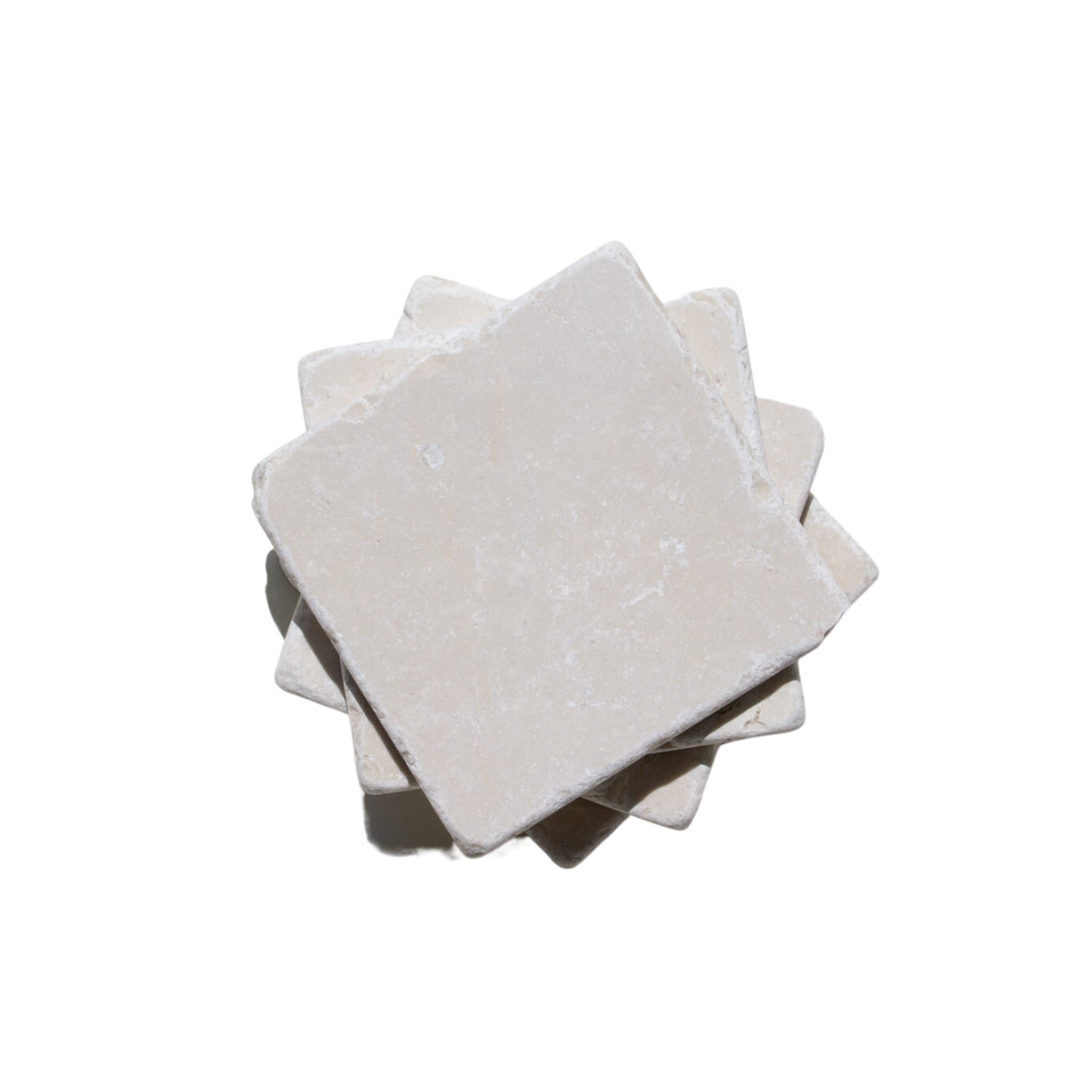 The Parmatile Shop White Roman Marble Coaster Set In White