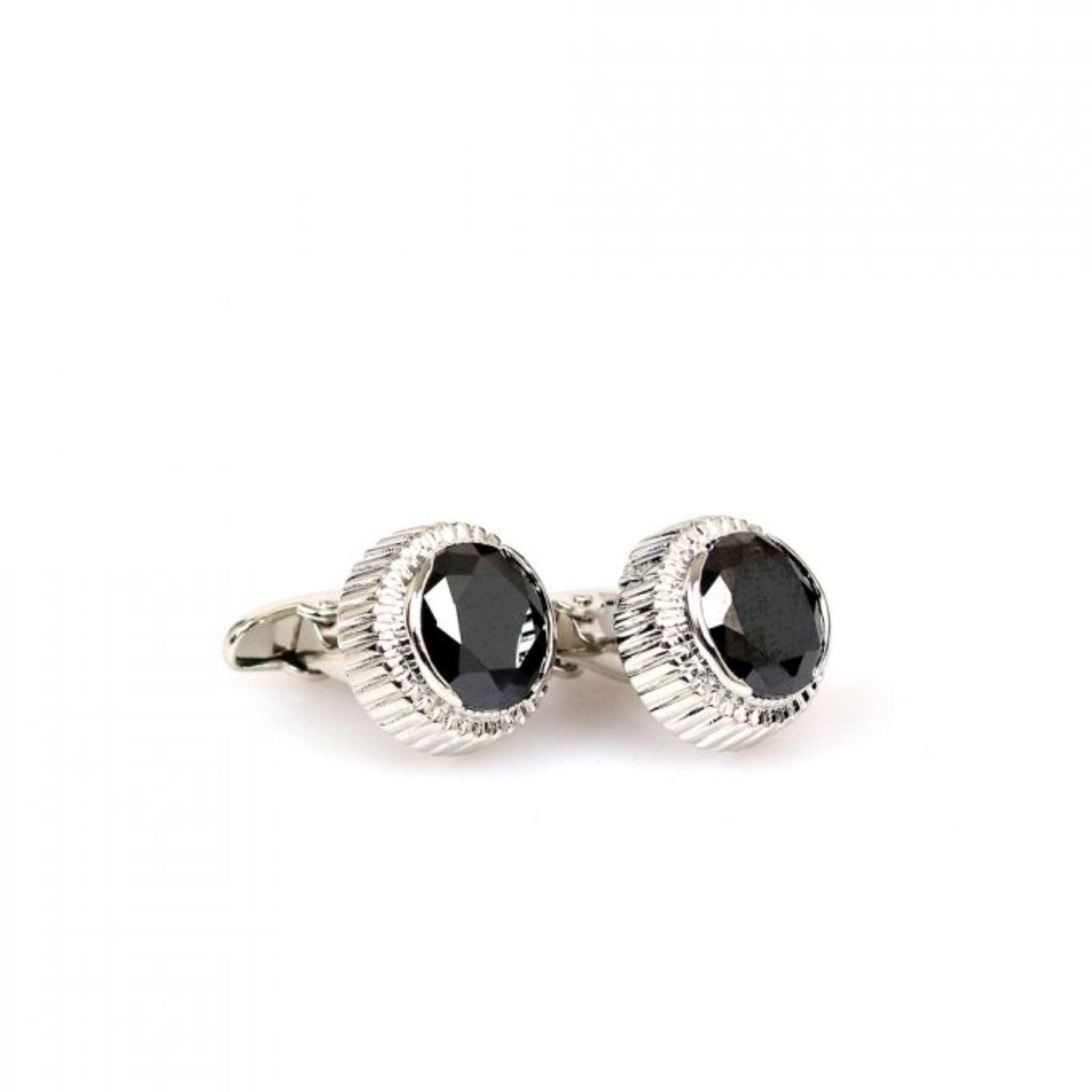 Men's Stone Cufflink – Silver Black | David Wej