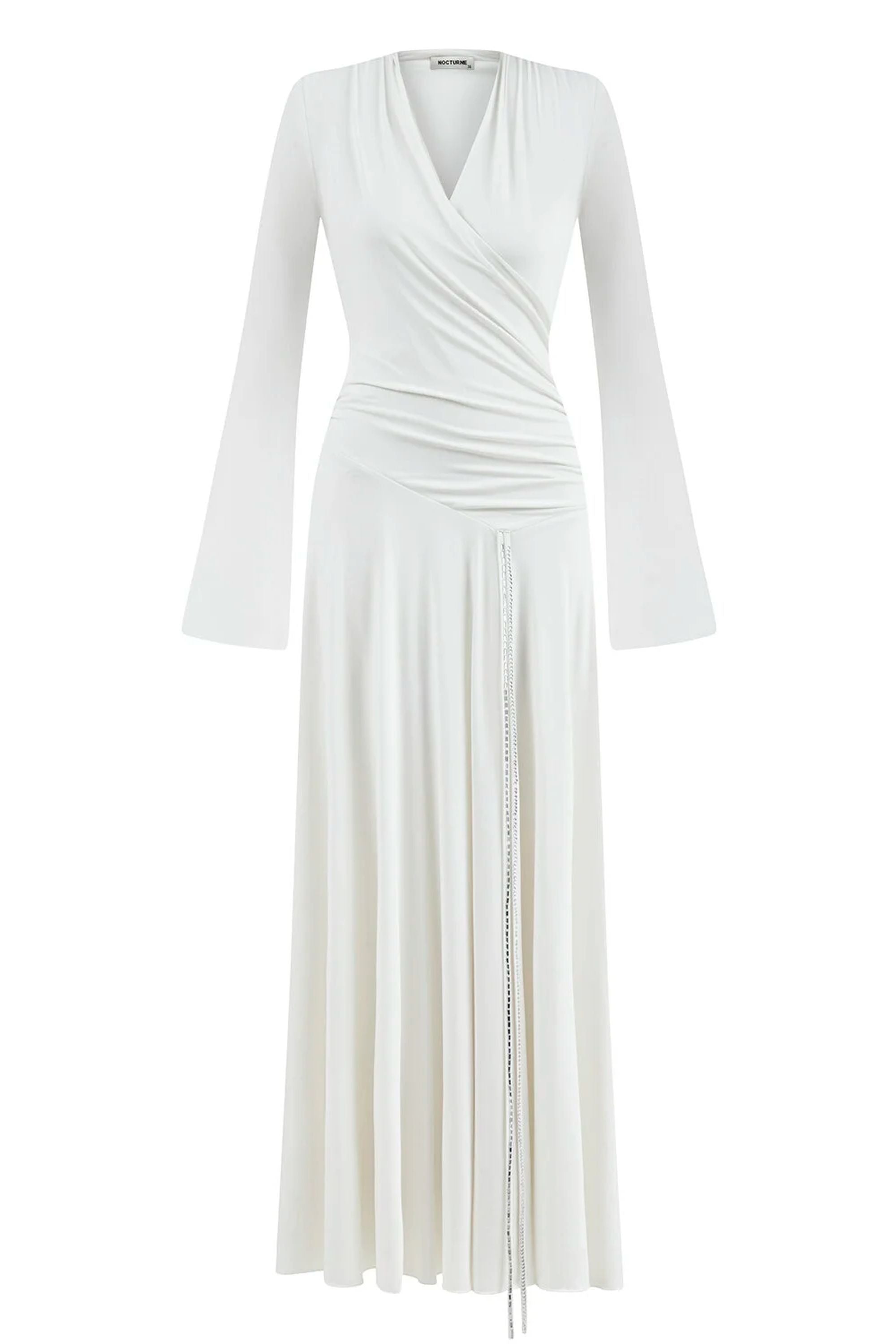 Nocturne Double Breasted Long Dress In White
