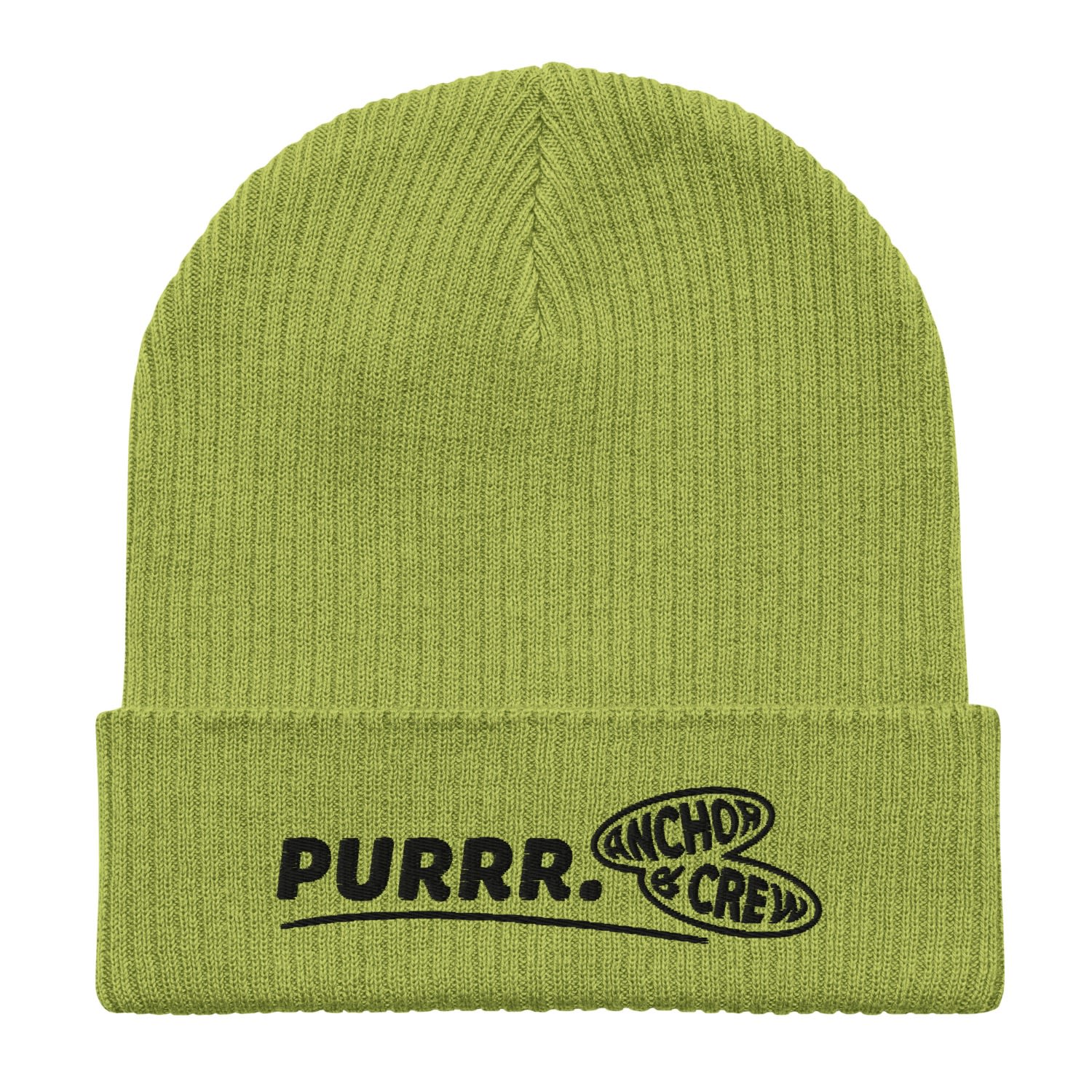 Anchor & Crew Leaf Green Purrr Gen. Organic Cotton Embroidered Beanie - Men In Green