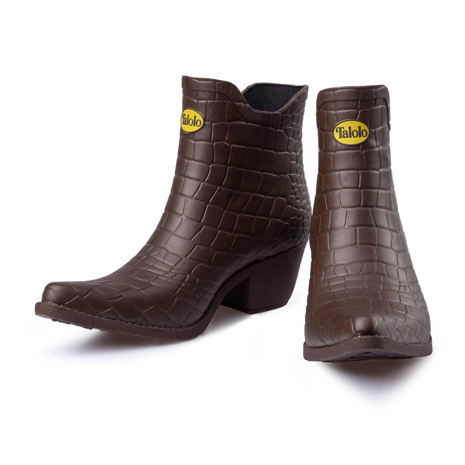 Talolo Boots Women's Brown Boho Mock Croc Matt In Brown