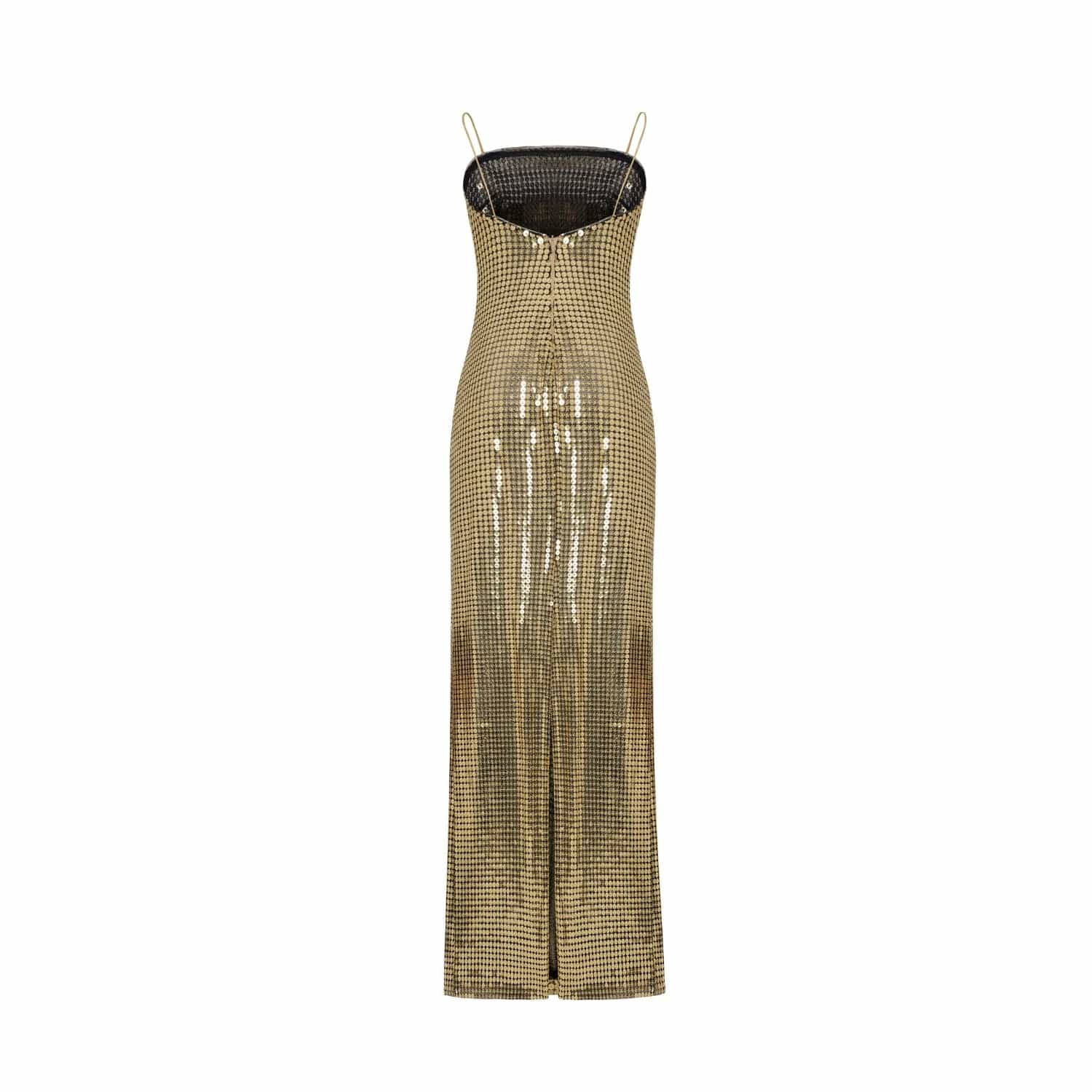 gold lame disco dress Vintage Scaasi Boutique Holographic Tile Disco Cocktail Dress – Recess main image 0