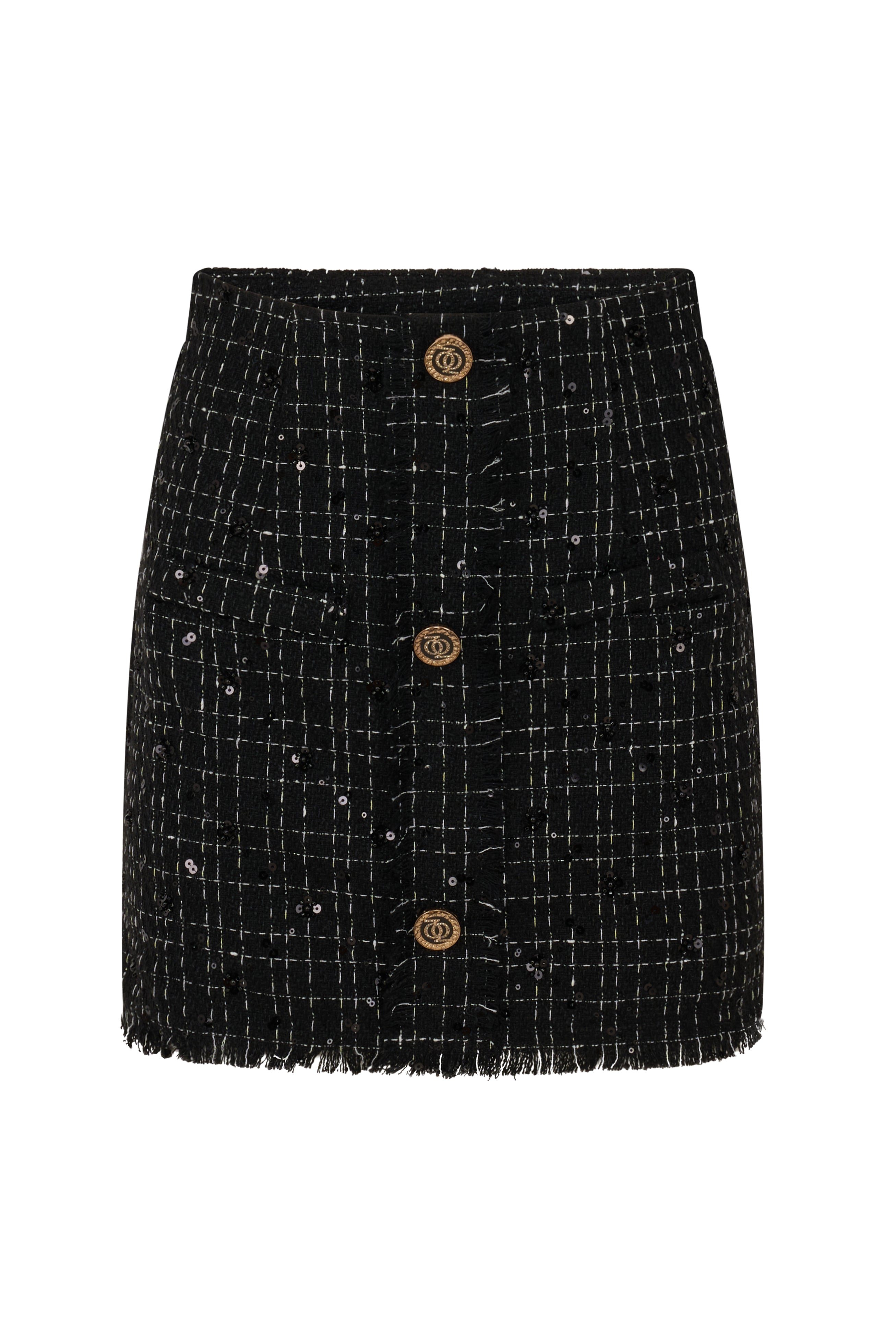 God Save Queens Women's Black Asap Tweed Skirt In Black
