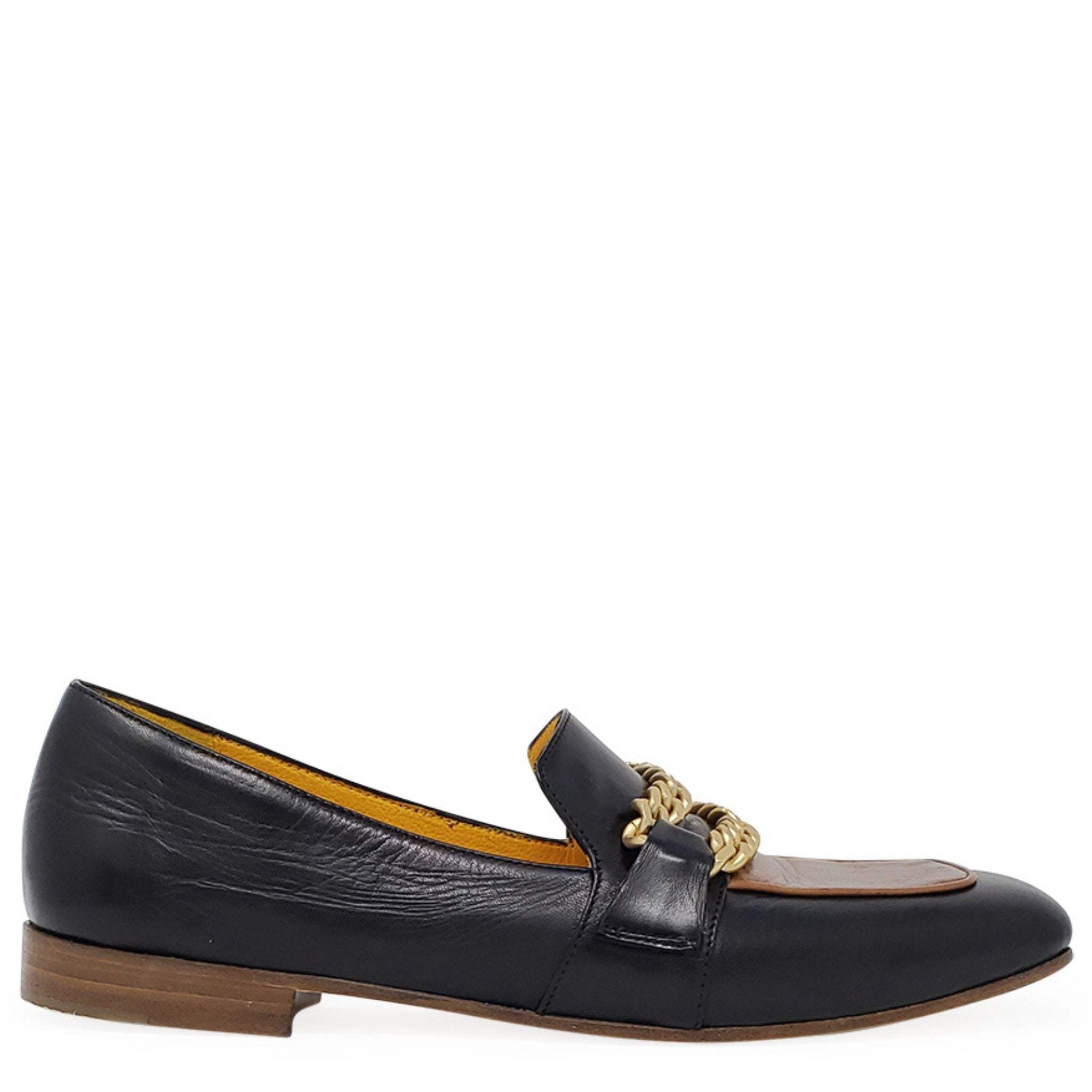 Madison.maison Women's Black / Brown Flat Loafer Blk/tan In Multi