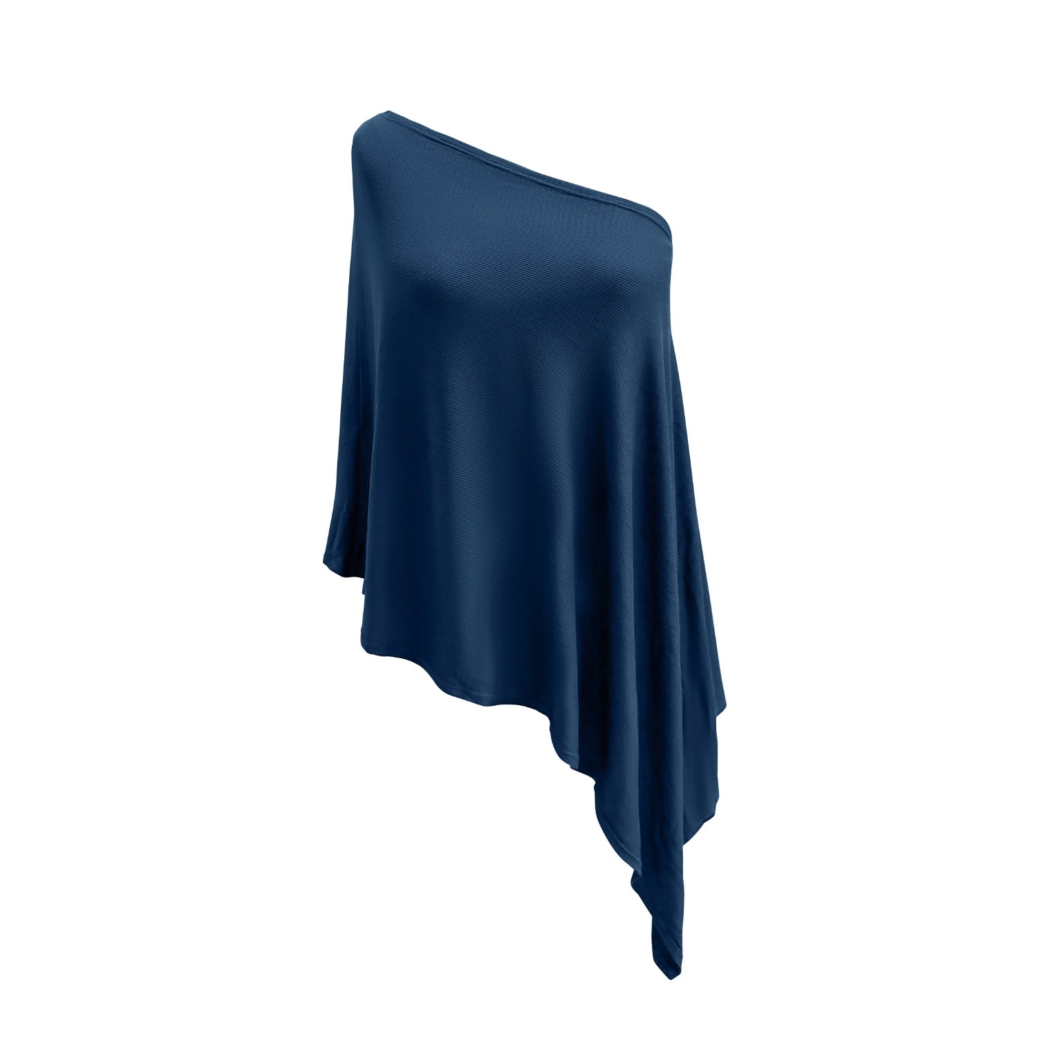 Jjwinks Women's Blue The Muse Top Two-piece Off-shoulder Capelet Poncho, Navy Rib