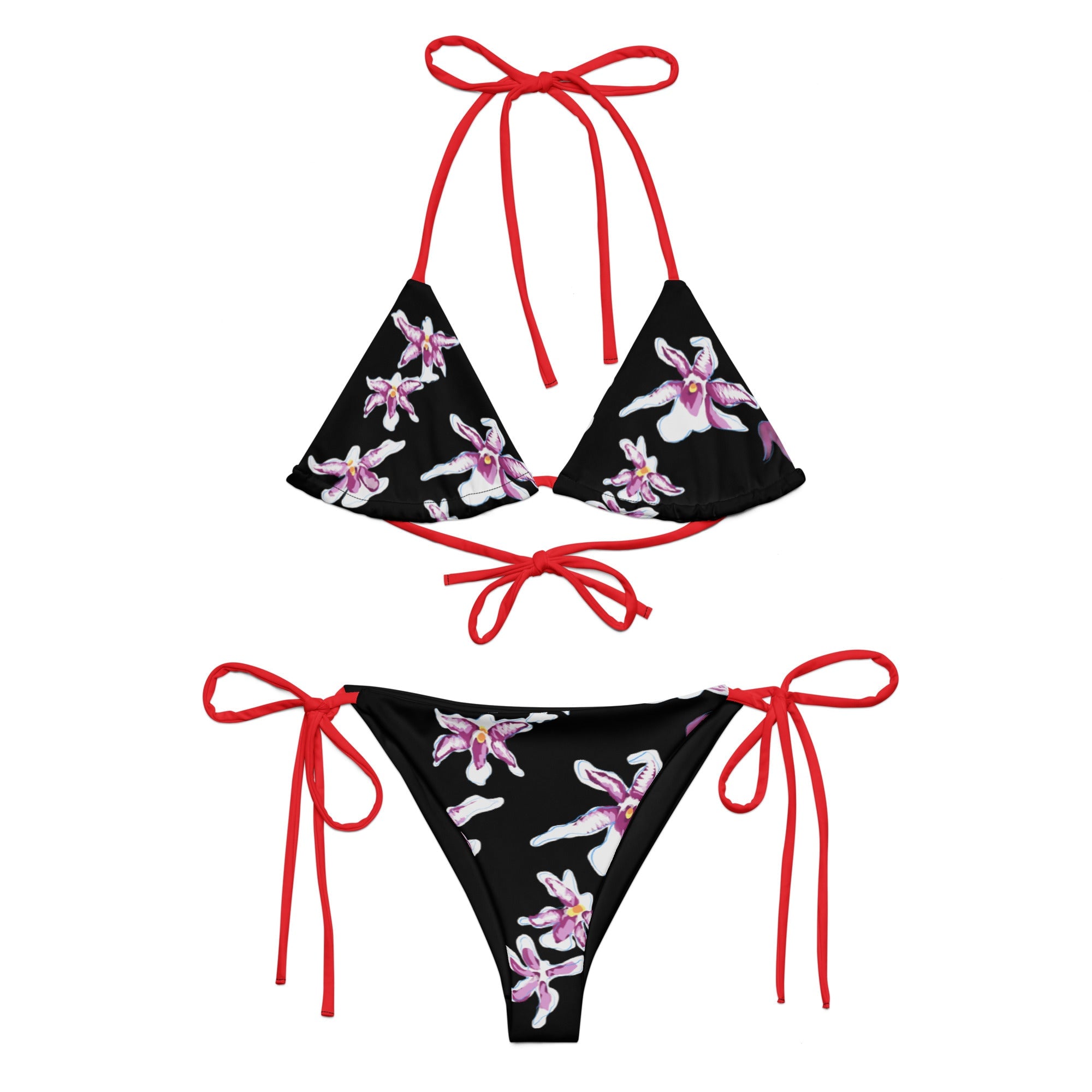 Formula S7 Women's Red Midnight Orchid Flame Recycled String Bikini