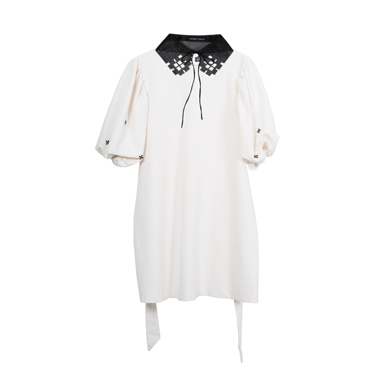 Women's White / Black Statement Heritage Dress | L/Xl | Laura Daili