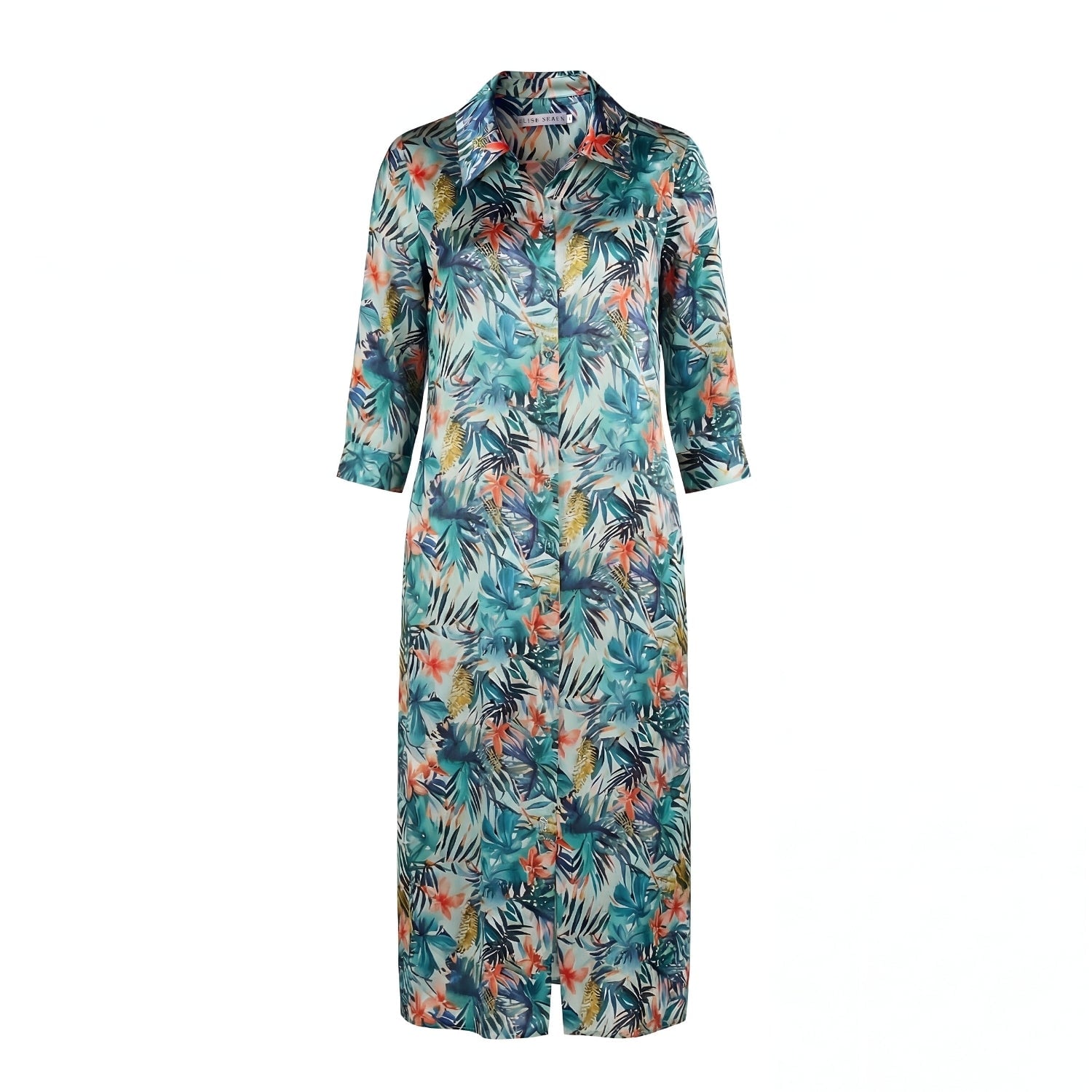 Women's Silk Shirt Dress - Tropicana Oasis | Extra Large | Elise Seren