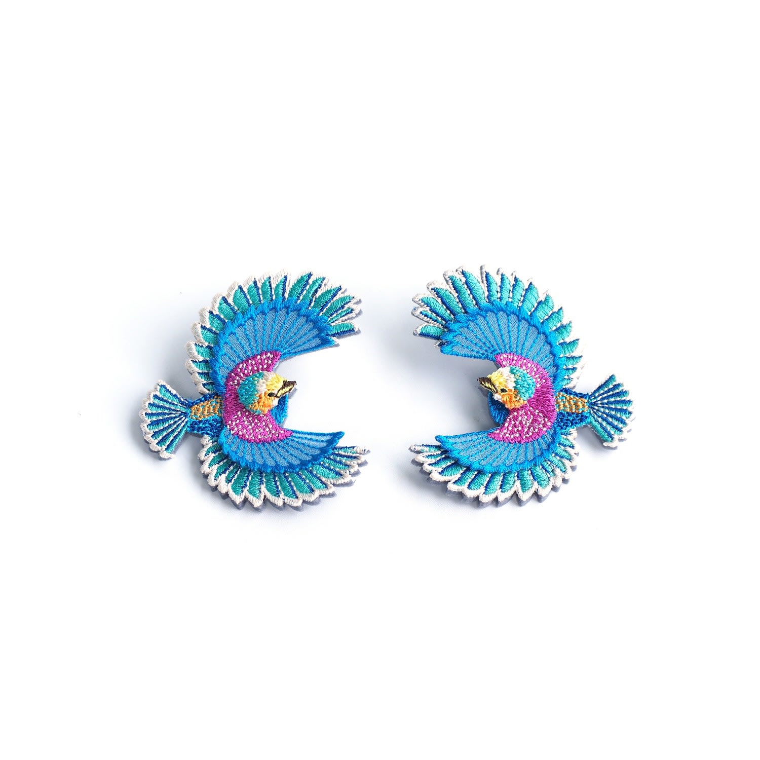 Nana Watanabe Women's Bird Embroidery Earrings - Blue In Blue