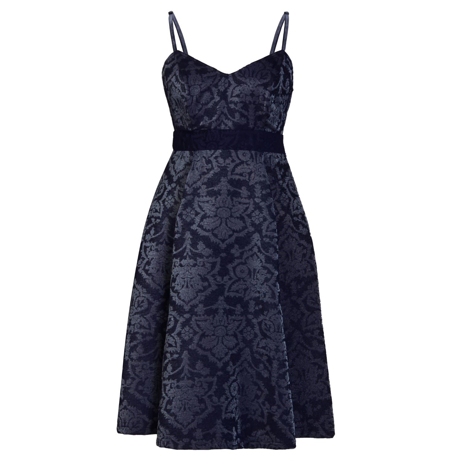 Women’s Blue Nona Jacquard Skater Dress Small Sarvin