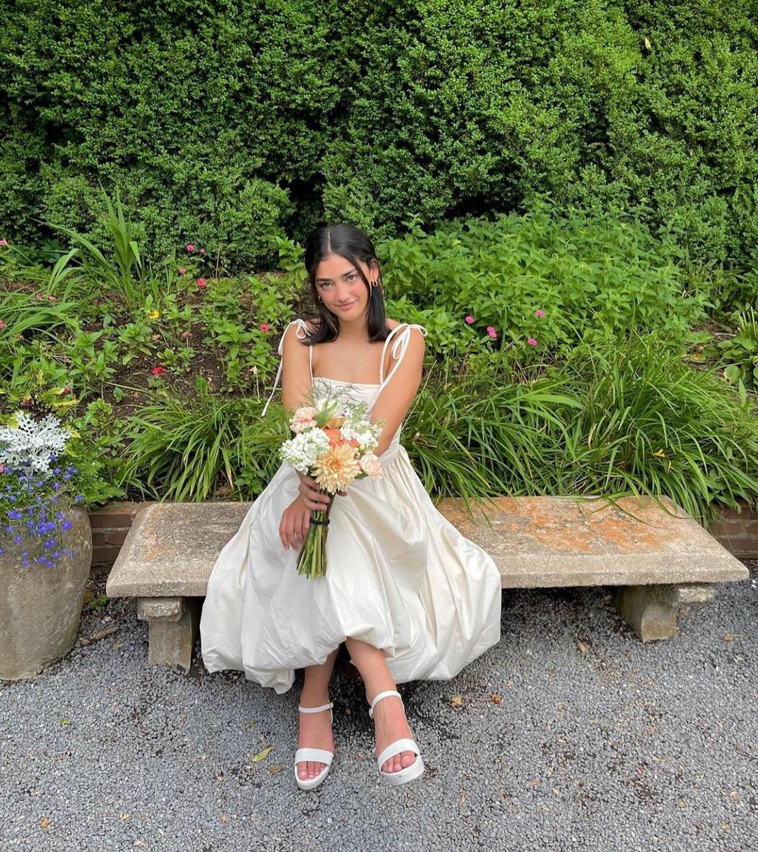 Alexa Cream Milk Puffball Midi Dress | AMY LYNN | Wolf & Badger