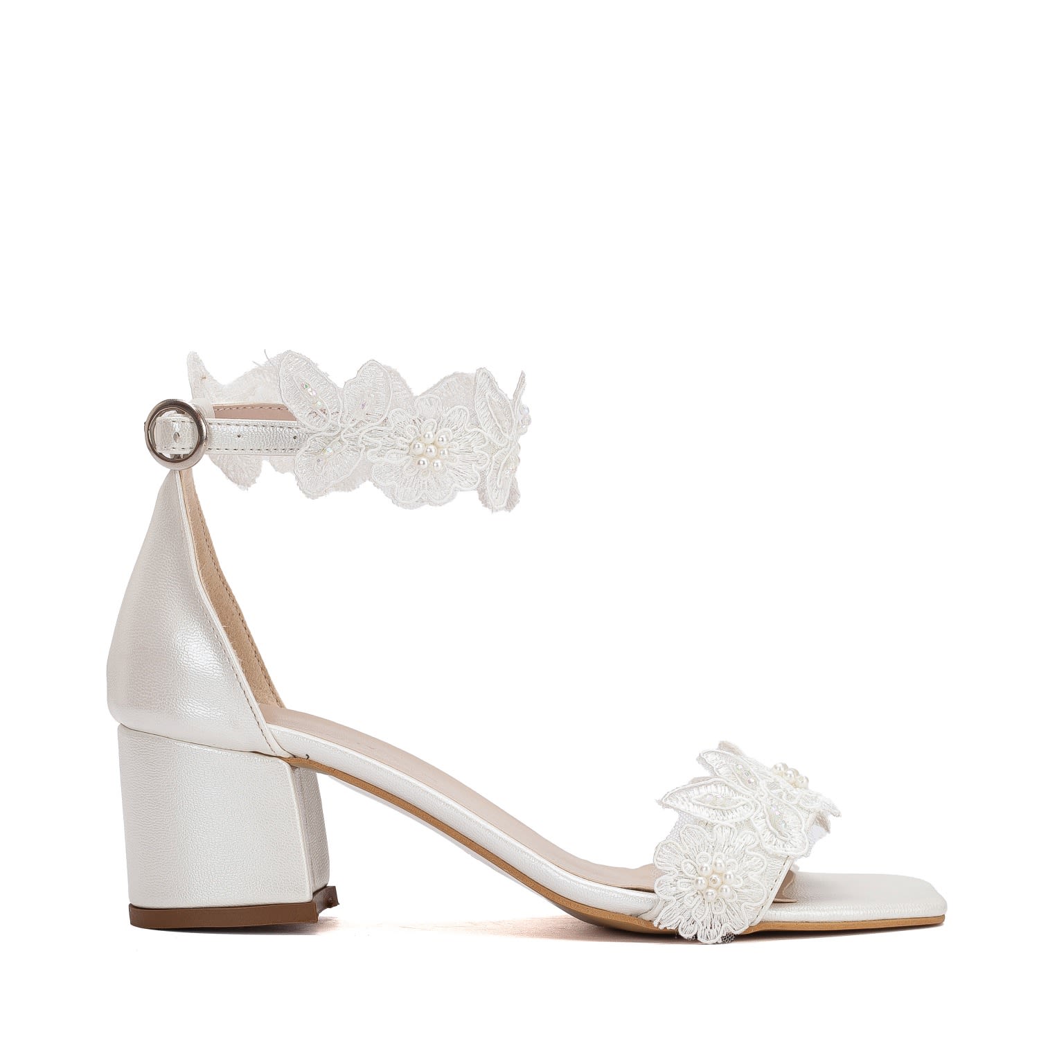Forever & Always Shoes Women's White Dana - Ivory Lace Bridal Sandals In White