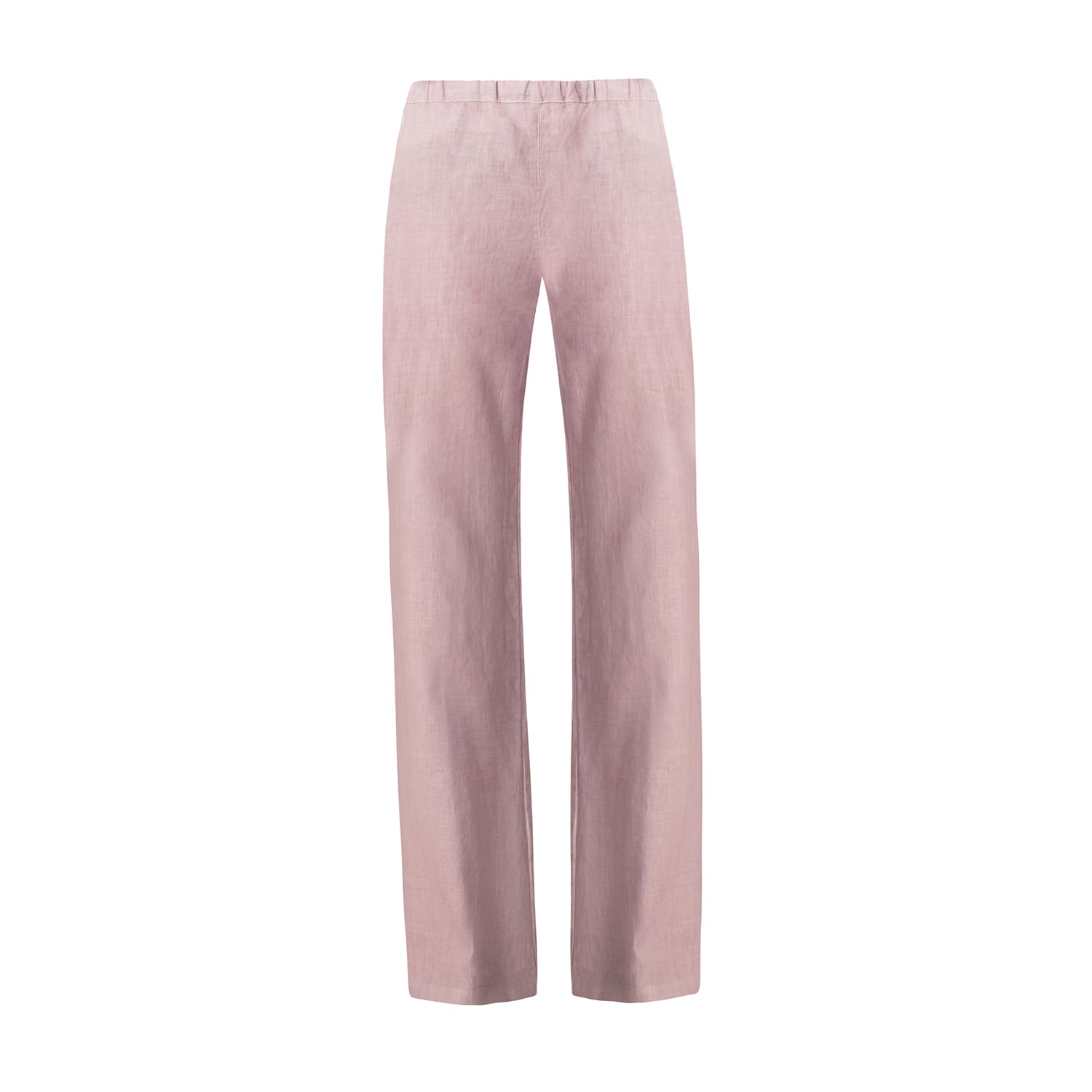 Haris Cotton Women's Pink / Purple Straight Linen Pants With Elastic Waist Lilac In Pink/purple
