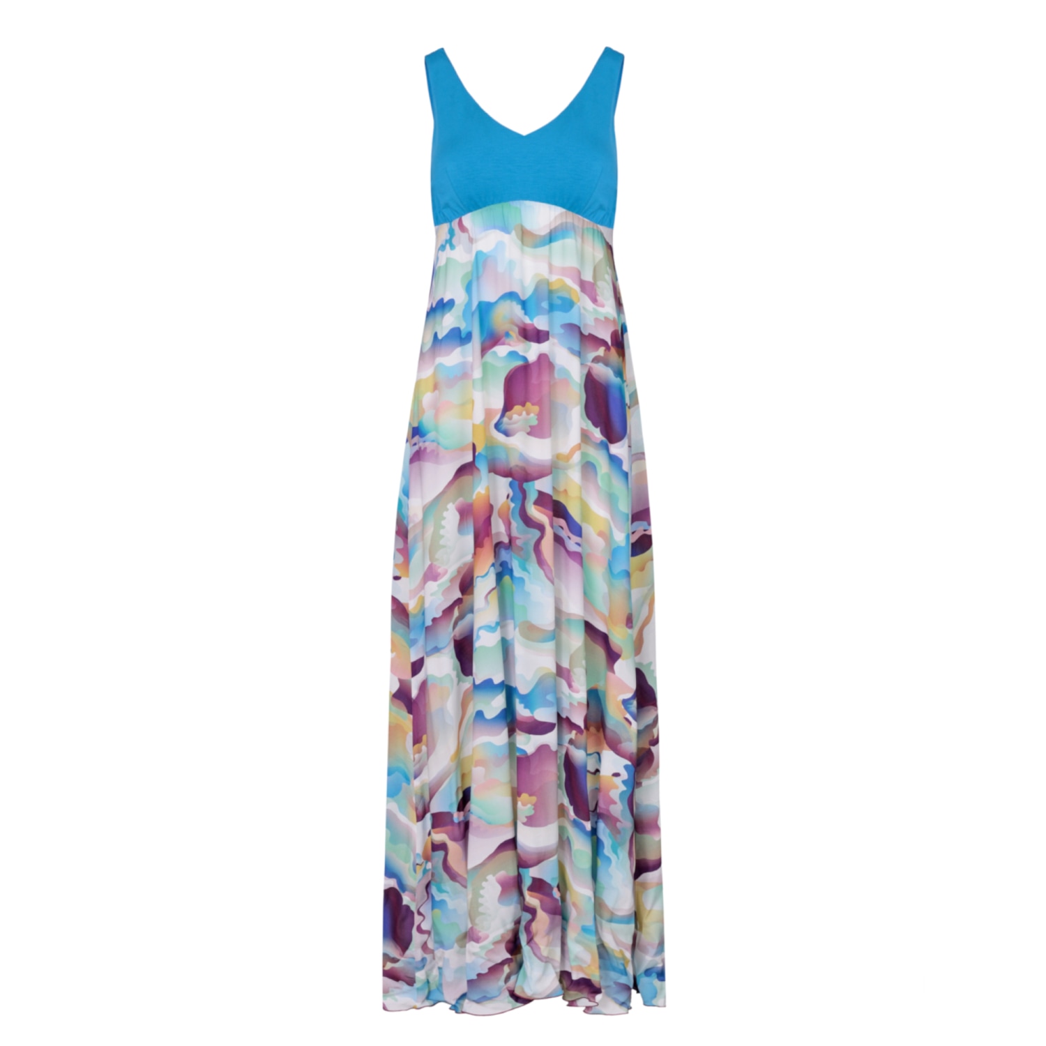 Oh!zuza Night&day Women's Blue / White Long Flowy Ecovero Viscose Dress In Blue/white
