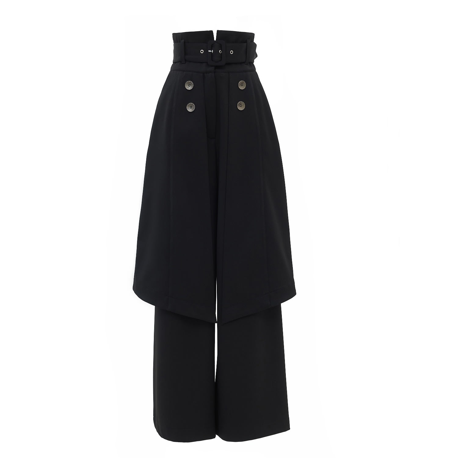 Women’s Wide Leg Trousers With Skirt Overlay Black Extra Large Julia Allert