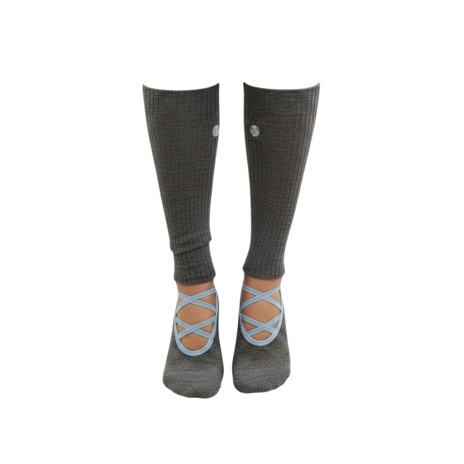 Altra Volta Women's Grip Pilates Socks With Cross Straps Grey In Gray