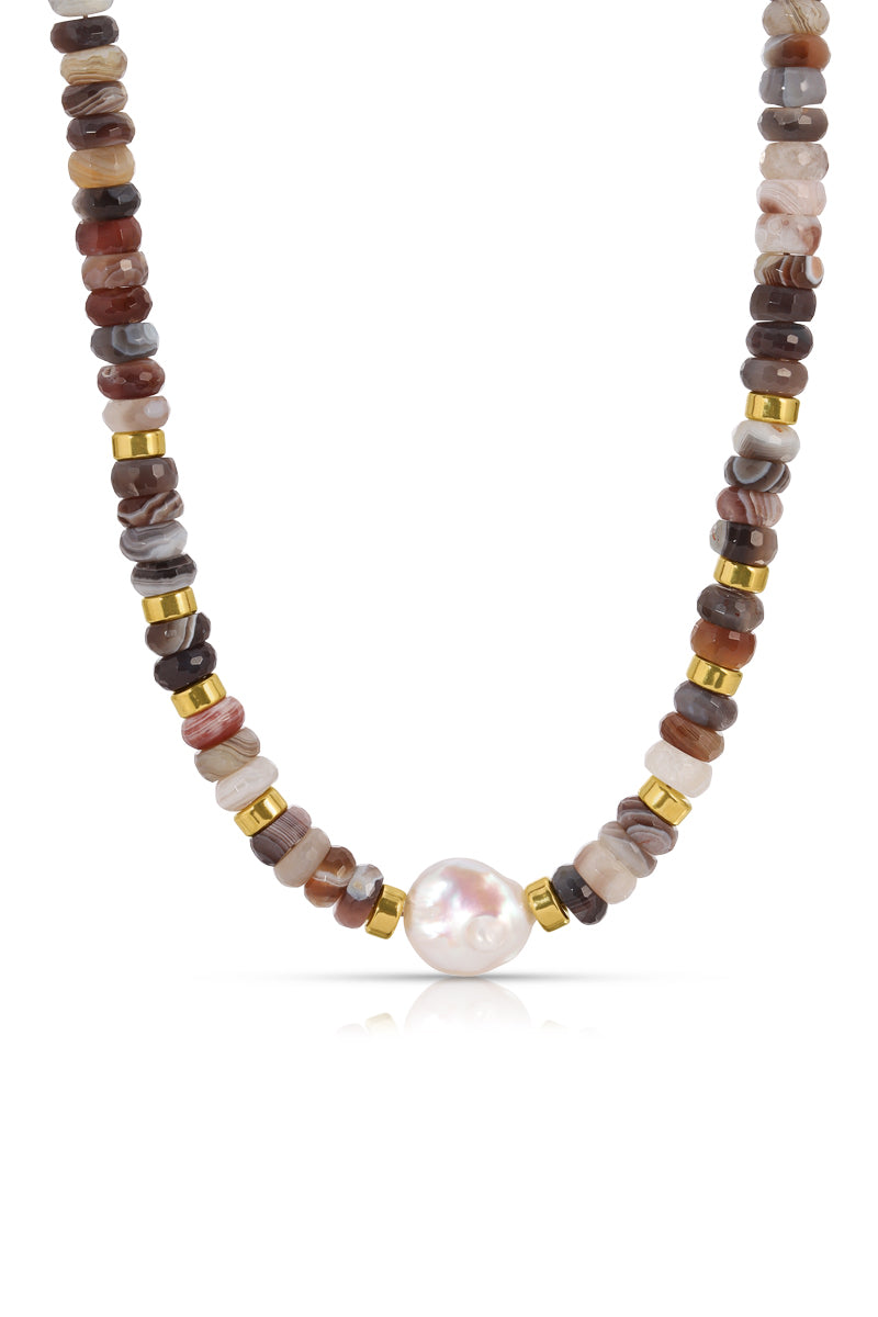 Naiia Women's Susan Multi Gemstone Gold & Pearl Necklace