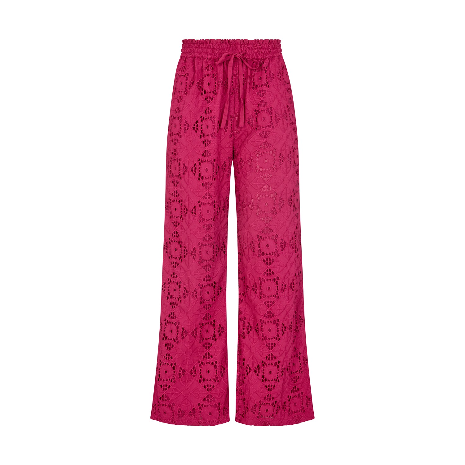 Raffya Women's Opal Broderie Anglaise Wide Leg Trouser In Pink In Pink