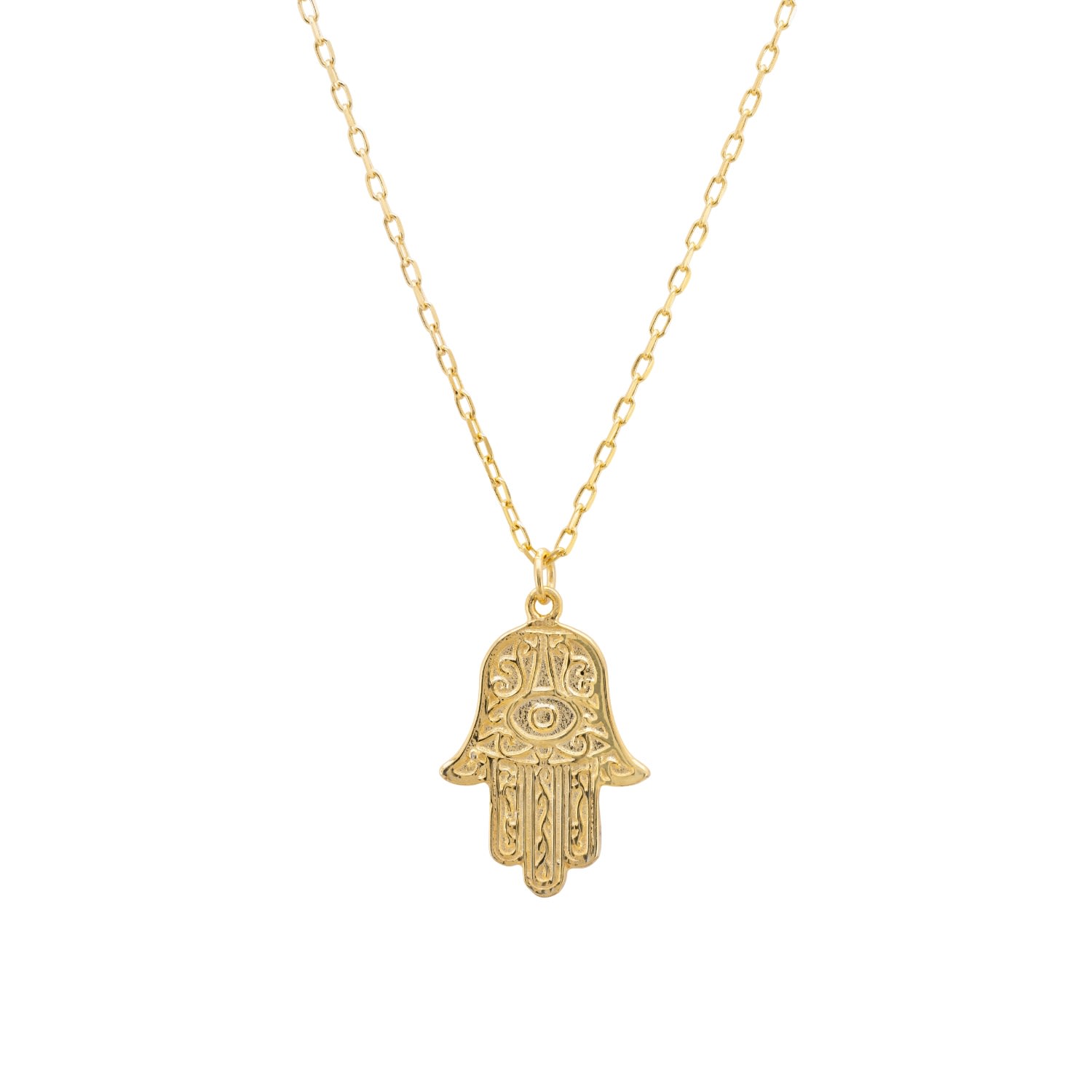 Latelita Women's Yellow / Gold Hamsa Evil Eye Embossed Pendant Necklace Gold